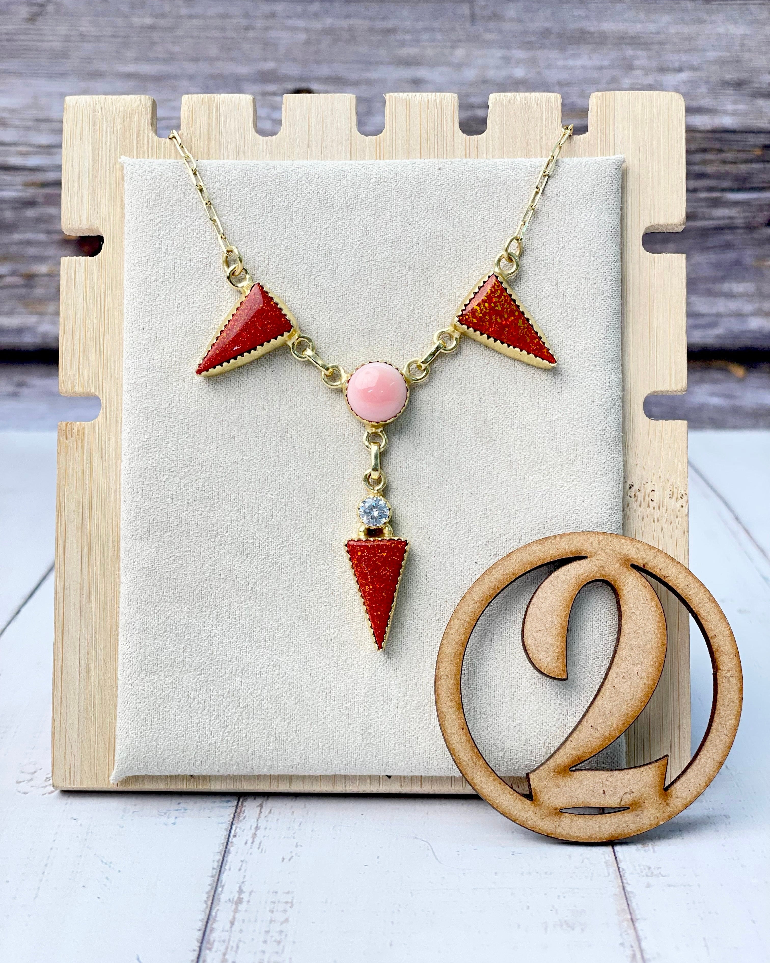 Pink Conch Desert Peaks Stone Necklaces-Necklaces-Krush Kandy, Women's Online Fashion Boutique Located in Phoenix, Arizona (Scottsdale Area)
