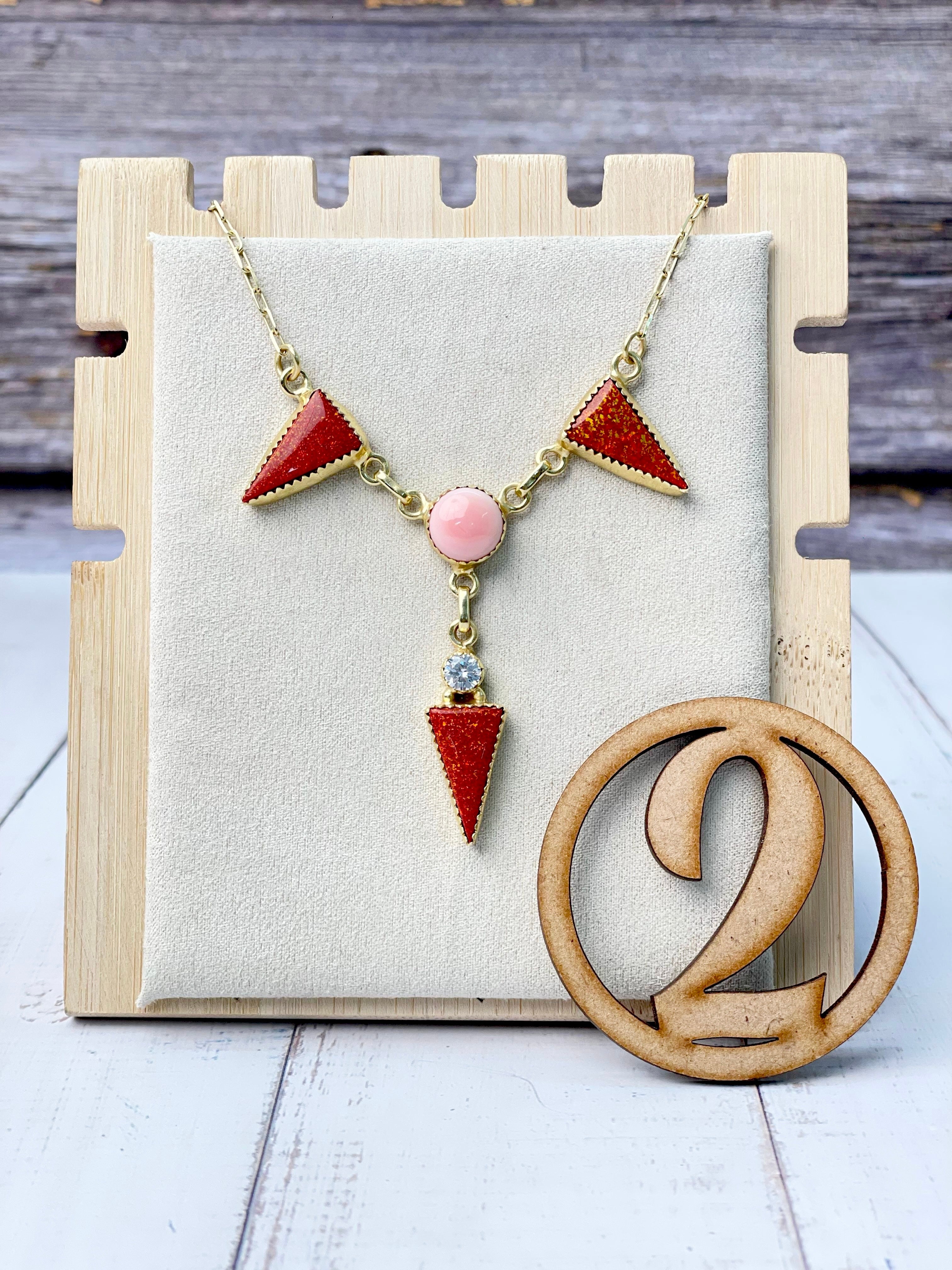 Pink Conch Desert Peaks Stone Necklaces-Necklaces-Krush Kandy, Women's Online Fashion Boutique Located in Phoenix, Arizona (Scottsdale Area)