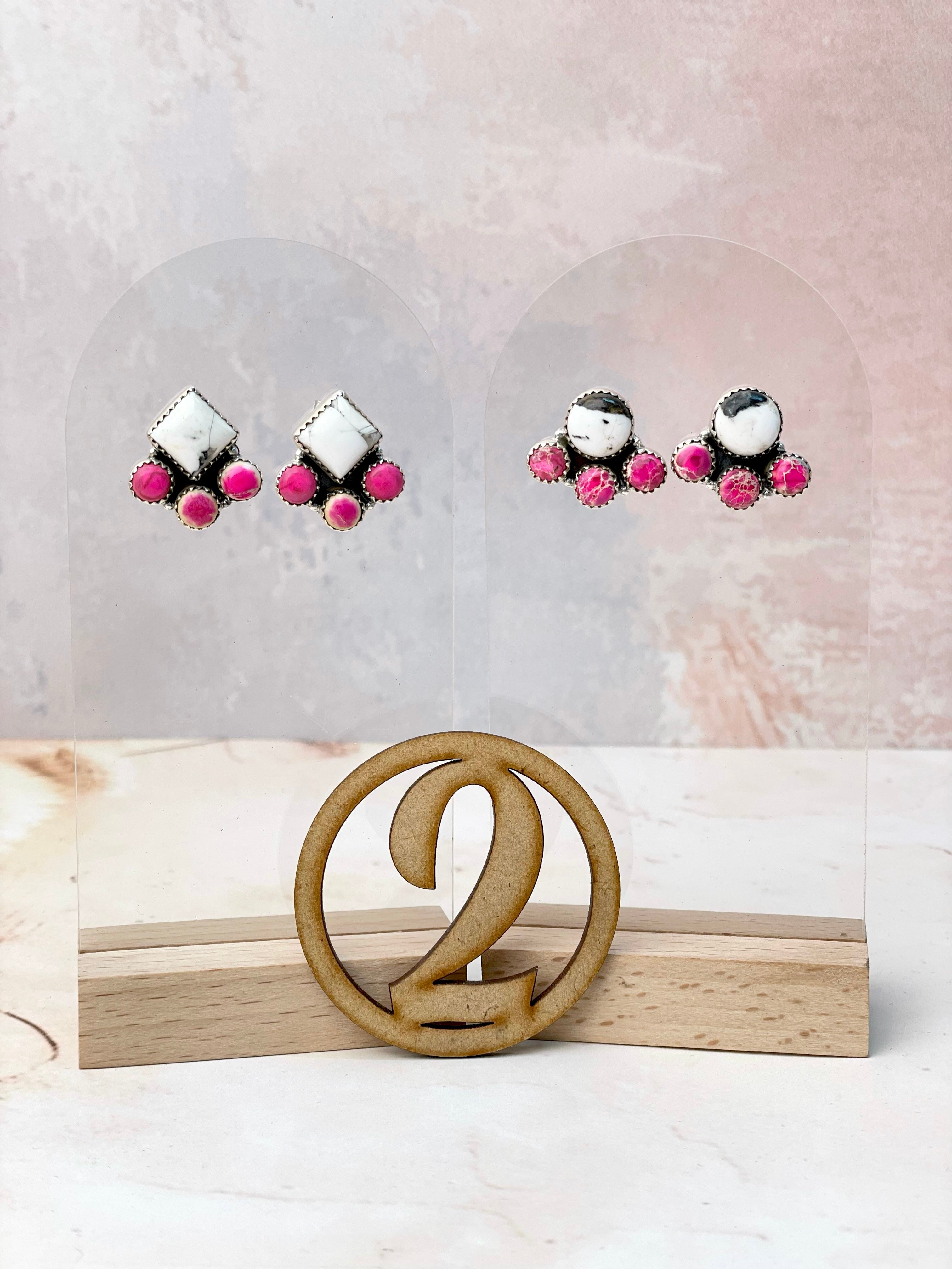 White Buffalo and Jasper Studs-Earrings-Krush Kandy, Women's Online Fashion Boutique Located in Phoenix, Arizona (Scottsdale Area)