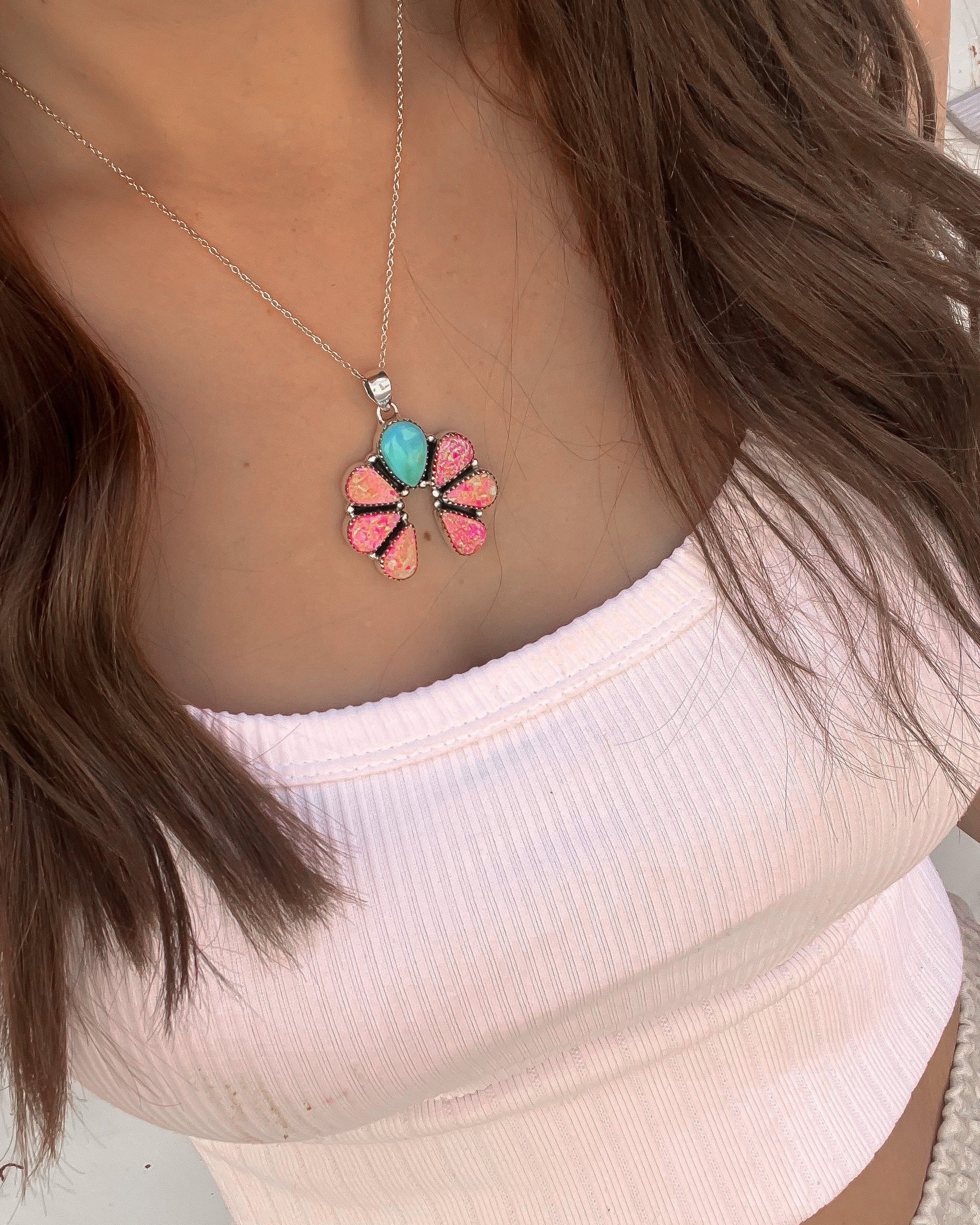 Horseshoe Pink Fire Opal & Turquoise Pendant & Ring-Krush Kandy, Women's Online Fashion Boutique Located in Phoenix, Arizona (Scottsdale Area)