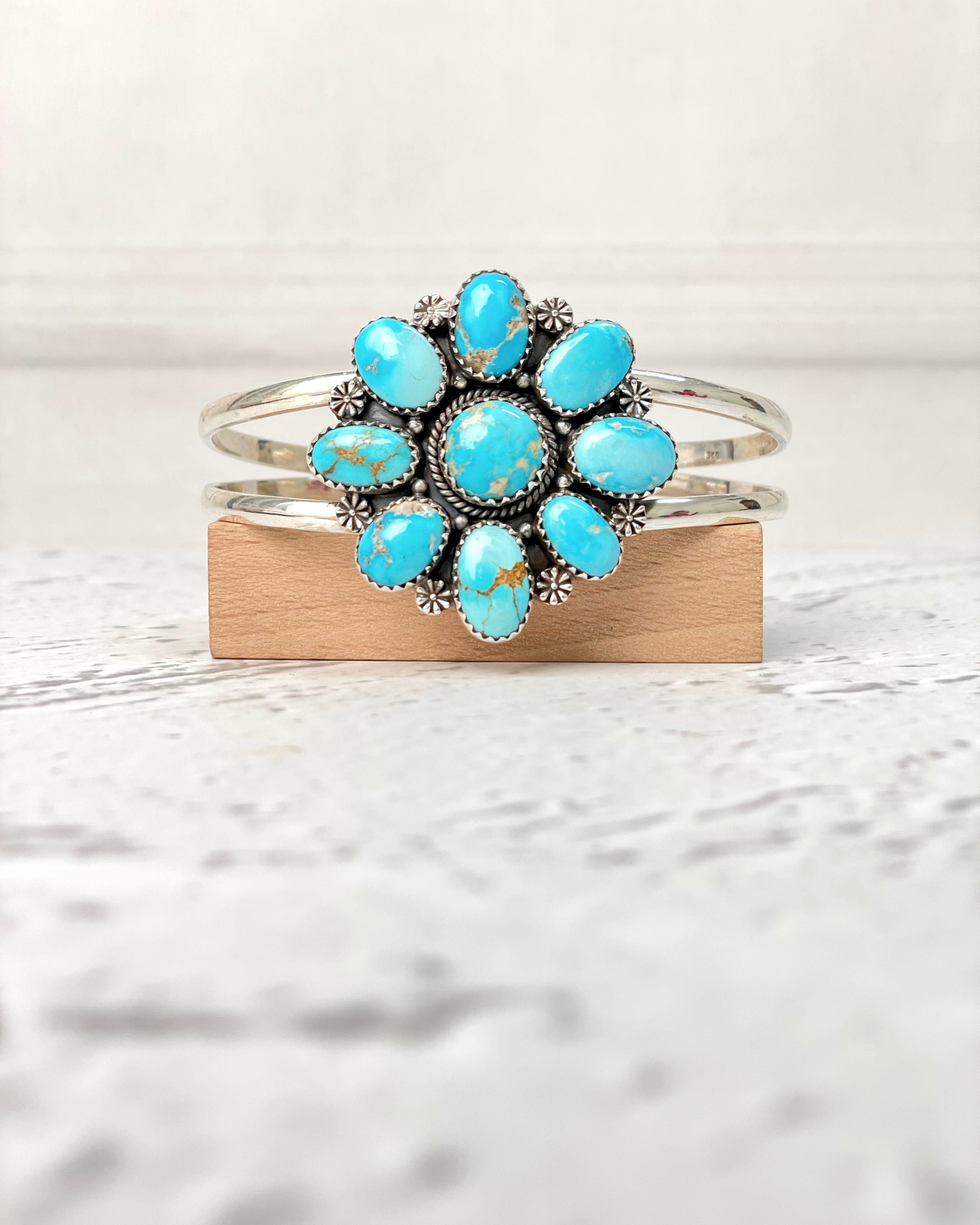 White Water Turquoise Cuff Bangles-Bracelets-Krush Kandy, Women's Online Fashion Boutique Located in Phoenix, Arizona (Scottsdale Area)