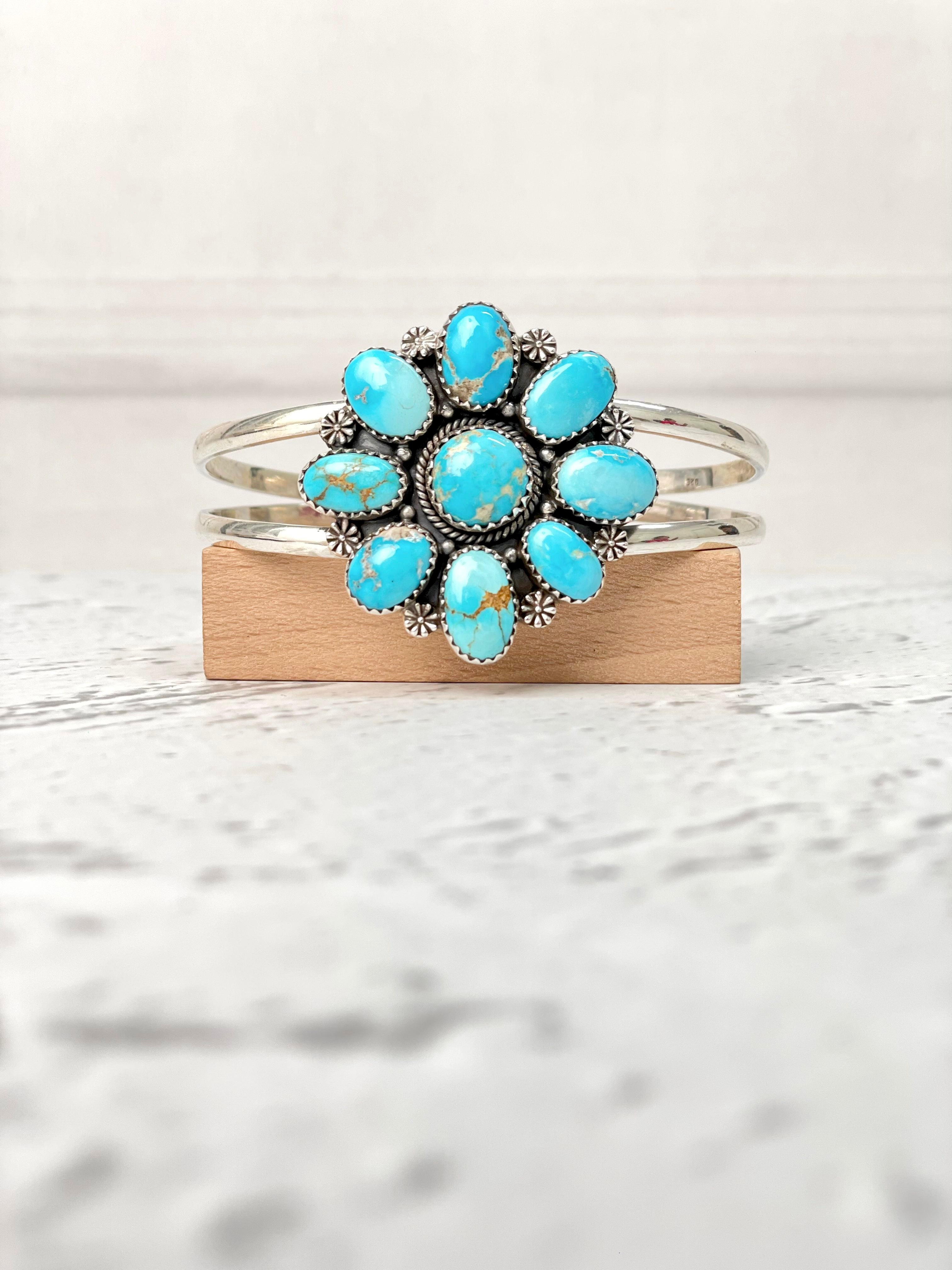 White Water Turquoise Cuff Bangles-Bracelets-Krush Kandy, Women's Online Fashion Boutique Located in Phoenix, Arizona (Scottsdale Area)
