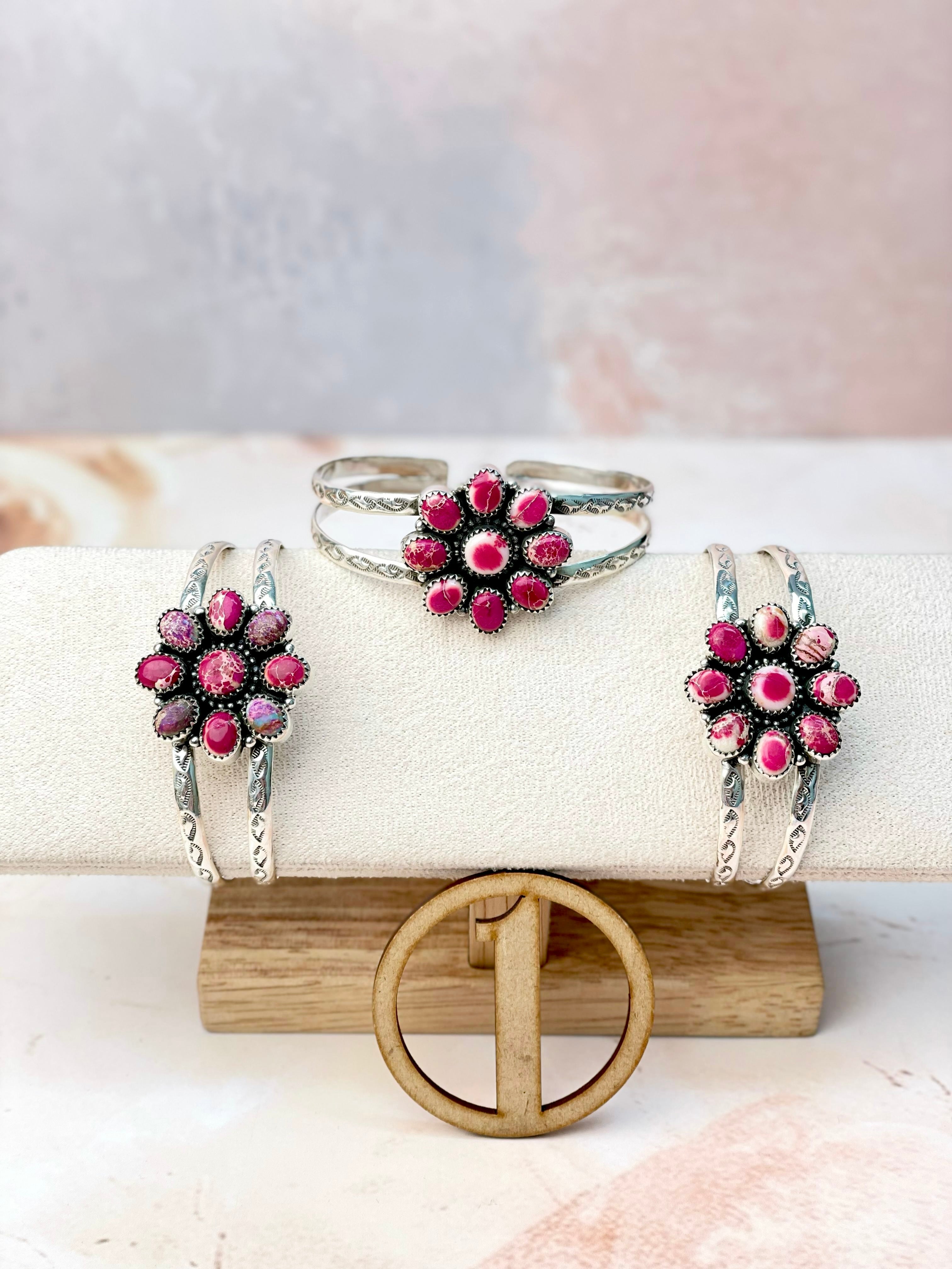 Desert Jasper Daisy Stone Cuffs-Bracelets-Krush Kandy, Women's Online Fashion Boutique Located in Phoenix, Arizona (Scottsdale Area)