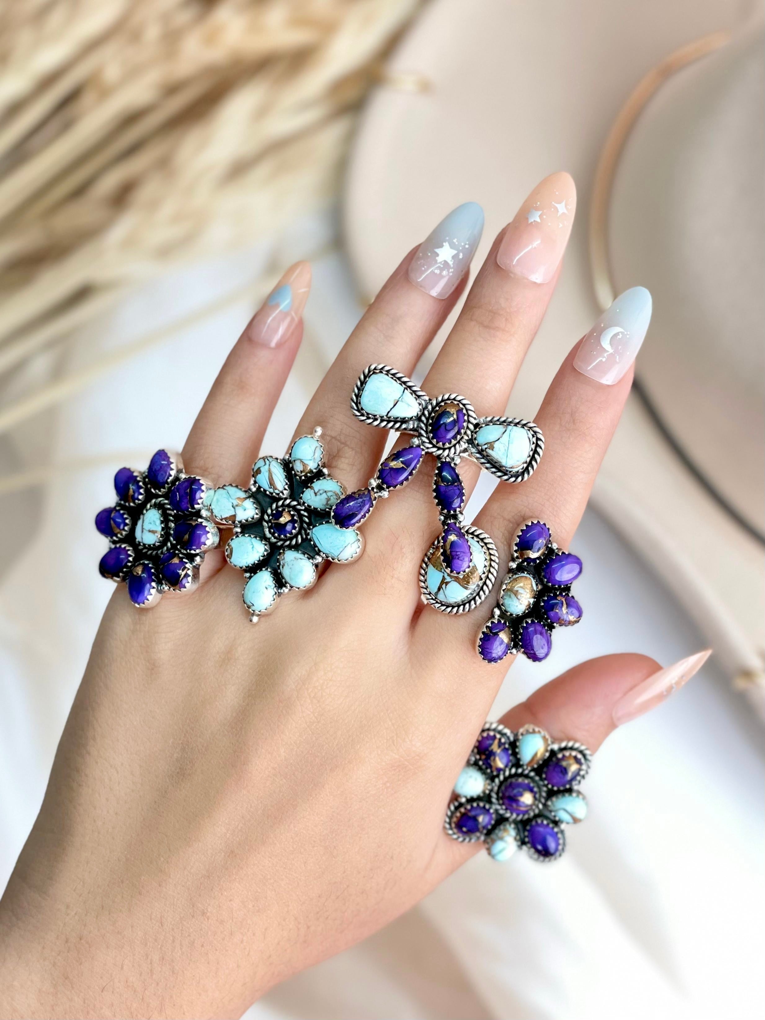 Berry Dahlia Multi Ring Clusters-Rings-Krush Kandy, Women's Online Fashion Boutique Located in Phoenix, Arizona (Scottsdale Area)