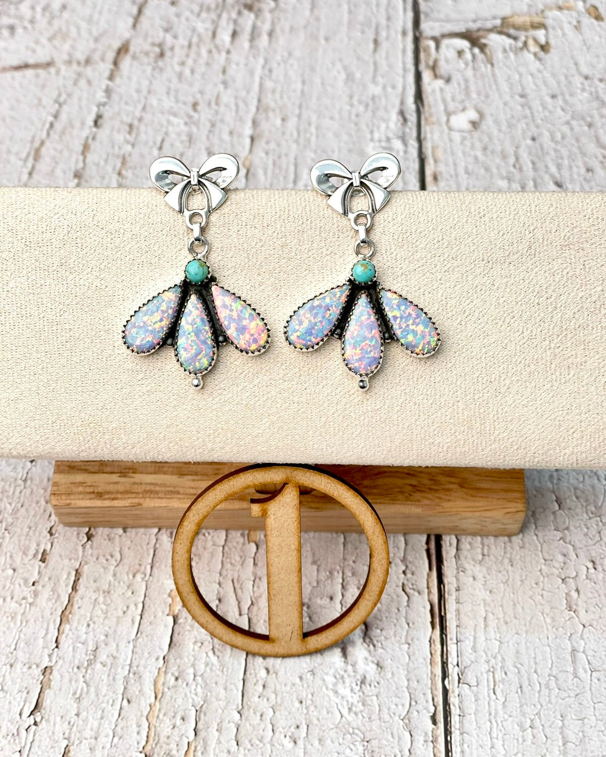 Dreamy Opal Bow Cluster Earrings-Earrings-Krush Kandy, Women's Online Fashion Boutique Located in Phoenix, Arizona (Scottsdale Area)
