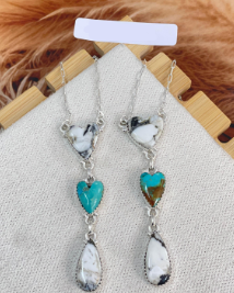 Turquoise & White Buffalo Heart Drop Necklace-Necklaces-Krush Kandy, Women's Online Fashion Boutique Located in Phoenix, Arizona (Scottsdale Area)