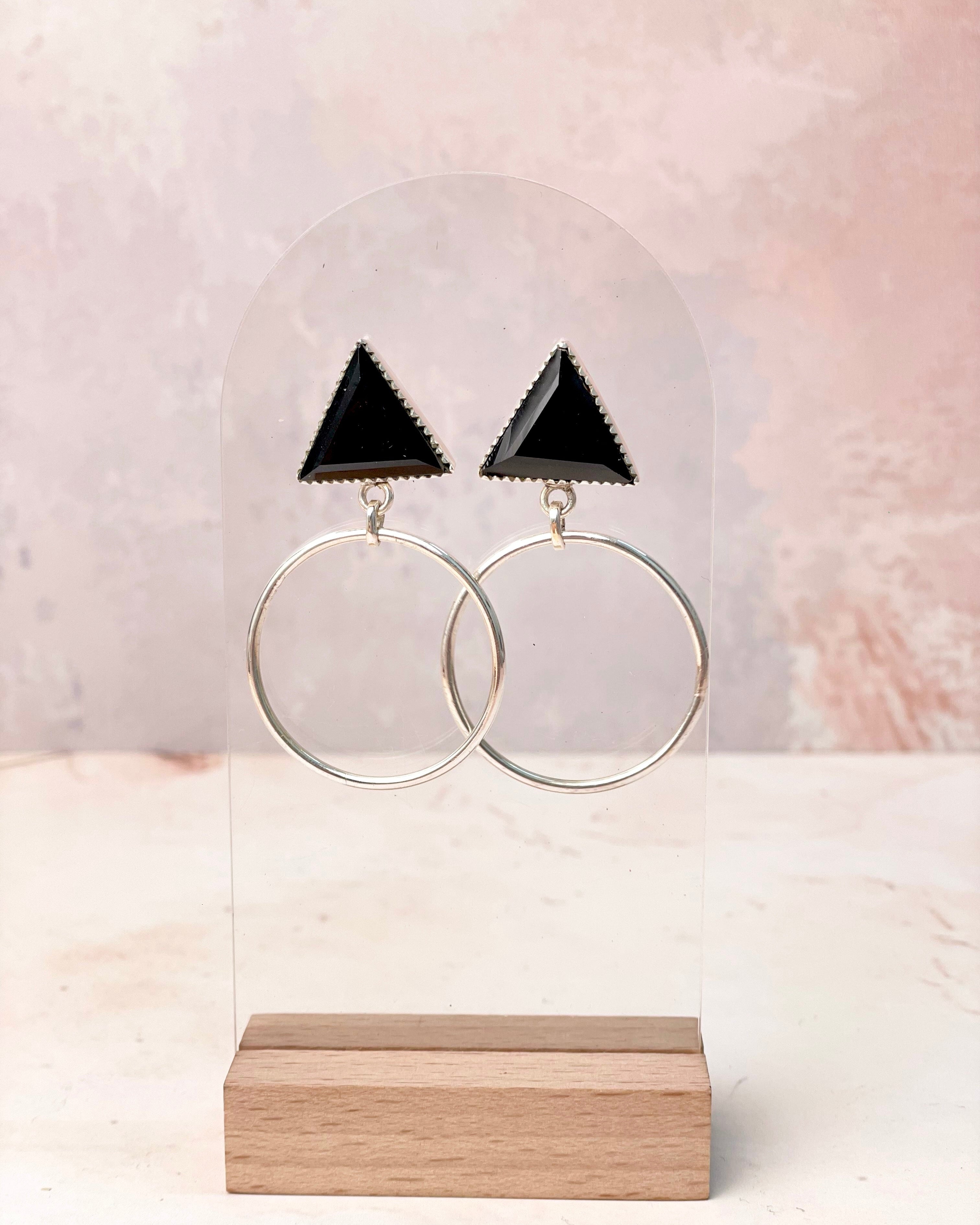 Tiffany's Triangle Single Stone Hoops-Earrings-Krush Kandy, Women's Online Fashion Boutique Located in Phoenix, Arizona (Scottsdale Area)
