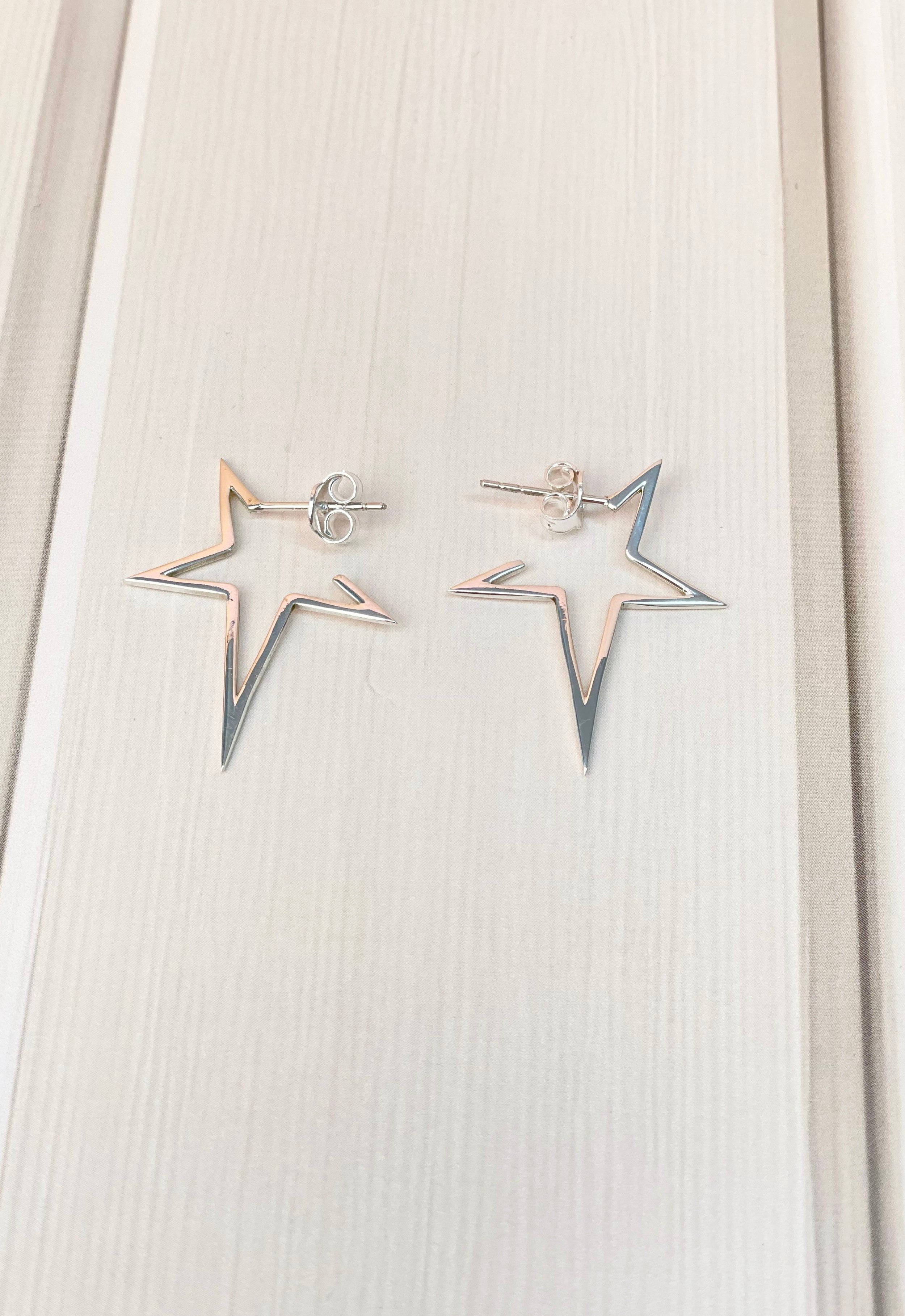Twilight Silver Star Earrings-Earrings-Krush Kandy, Women's Online Fashion Boutique Located in Phoenix, Arizona (Scottsdale Area)