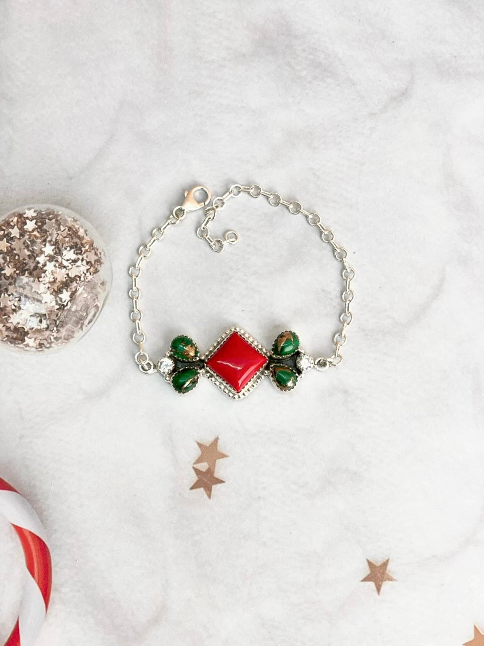 Christmas in Kandyland Square Cluster Bracelet-Bracelets-Krush Kandy, Women's Online Fashion Boutique Located in Phoenix, Arizona (Scottsdale Area)