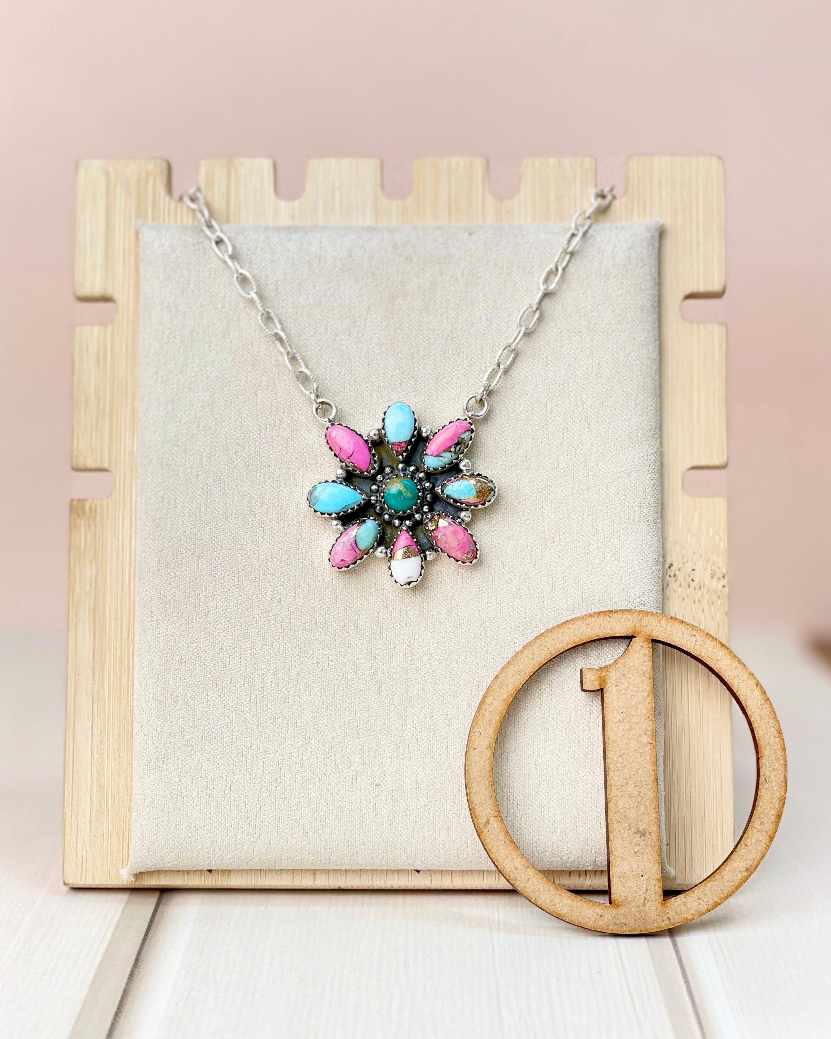 Cotton Candy Daisy Drop Necklace-Necklaces-Krush Kandy, Women's Online Fashion Boutique Located in Phoenix, Arizona (Scottsdale Area)