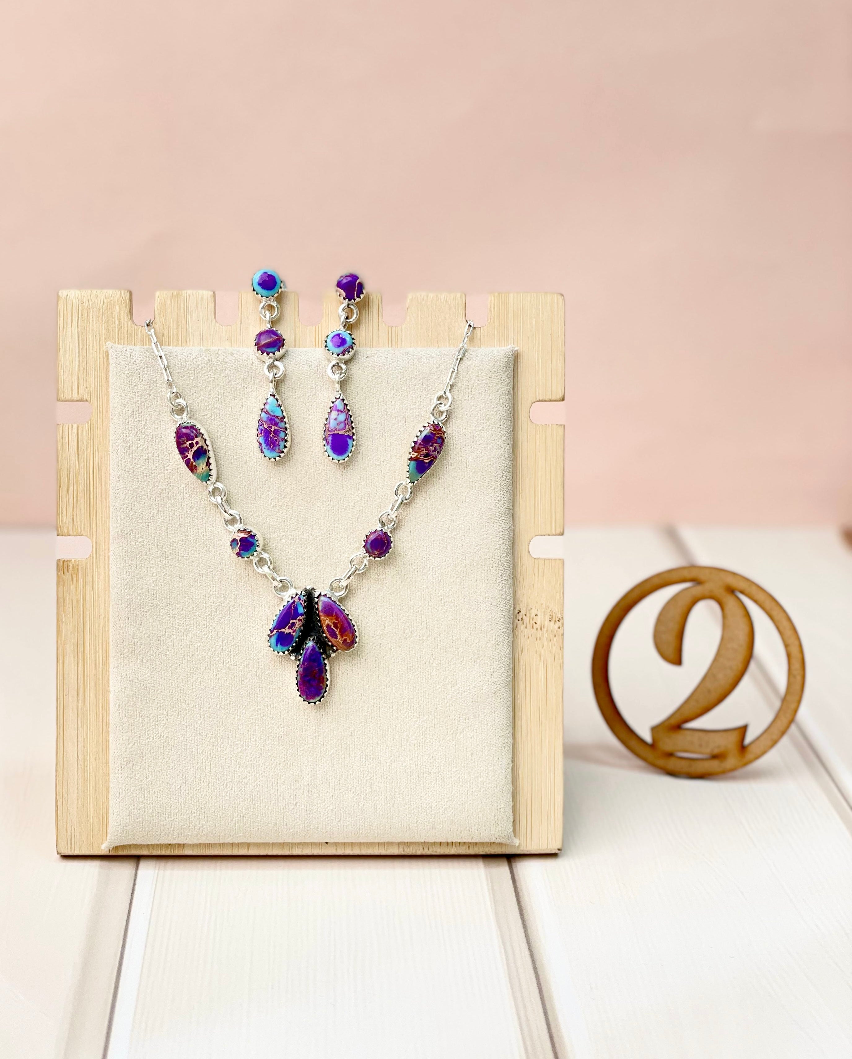 High Desert Glow Jasper Necklace and Earrings Set-Necklaces-Krush Kandy, Women's Online Fashion Boutique Located in Phoenix, Arizona (Scottsdale Area)