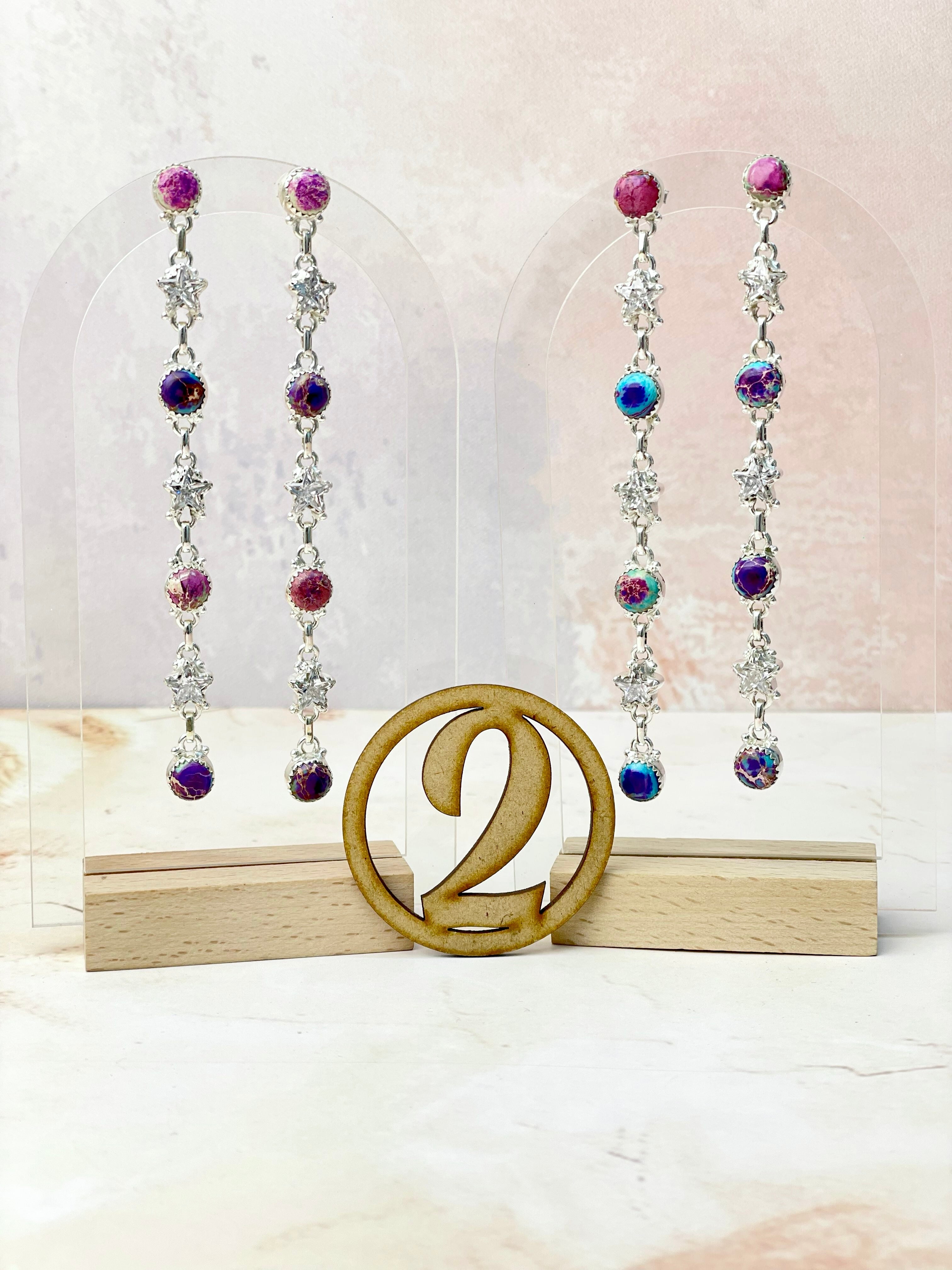 Desert Jasper and Star Cz Earrings-Earrings-Krush Kandy, Women's Online Fashion Boutique Located in Phoenix, Arizona (Scottsdale Area)