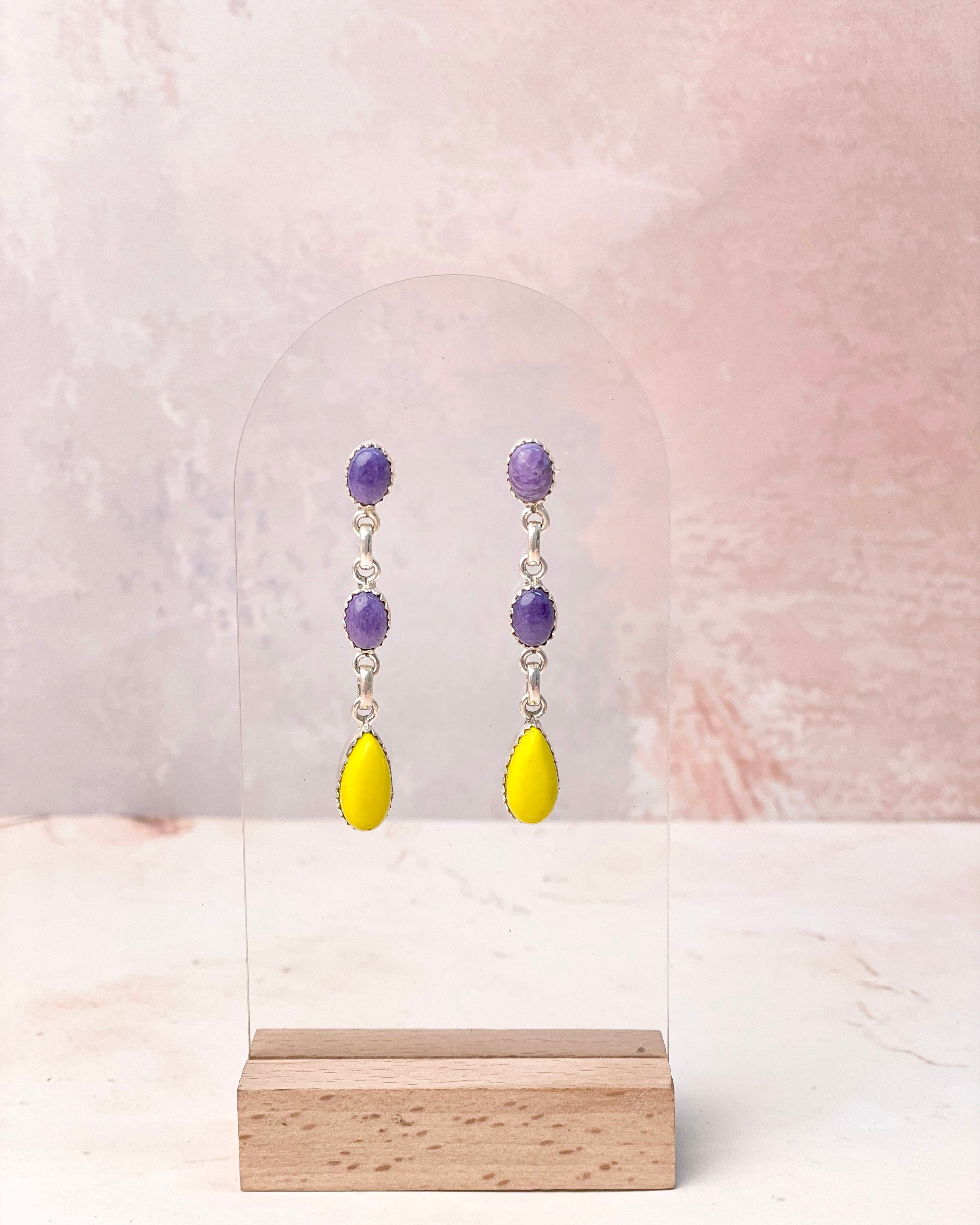 Rosarita Mixed Gem One of a Kind Earrings-Earrings-Krush Kandy, Women's Online Fashion Boutique Located in Phoenix, Arizona (Scottsdale Area)