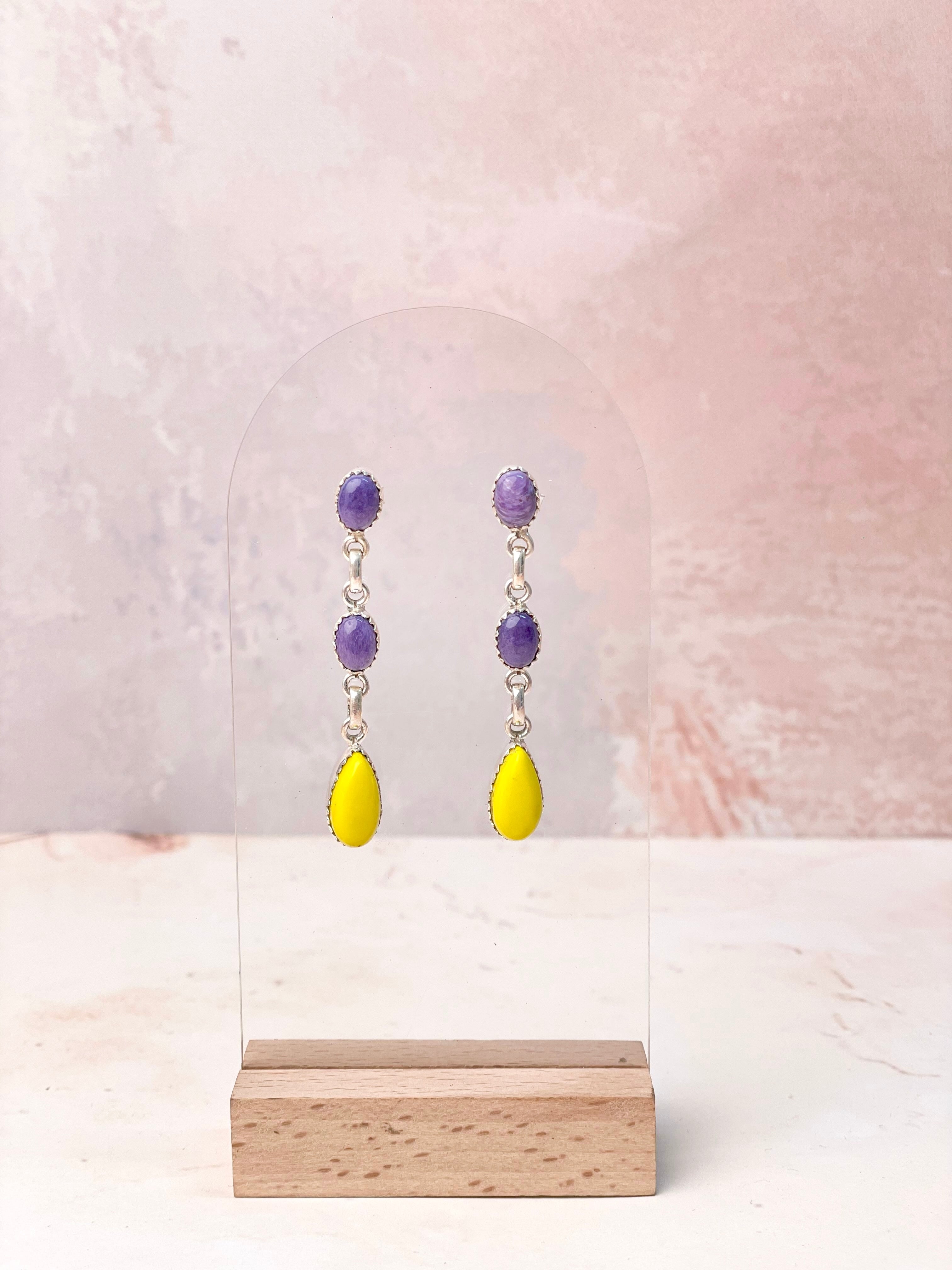 Rosarita Mixed Gem One of a Kind Earrings-Earrings-Krush Kandy, Women's Online Fashion Boutique Located in Phoenix, Arizona (Scottsdale Area)