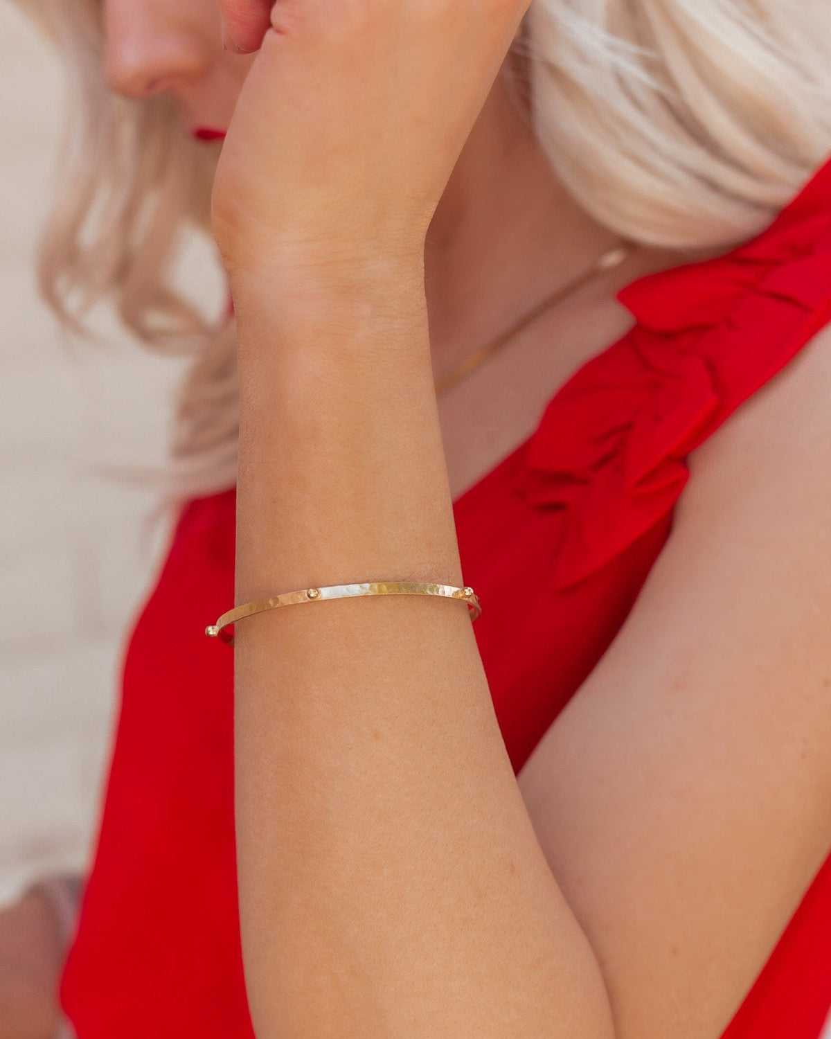Stud Detail Sterling Silver Hammered Bangle Bracelet-Bangle Bracelets-Krush Kandy, Women's Online Fashion Boutique Located in Phoenix, Arizona (Scottsdale Area)