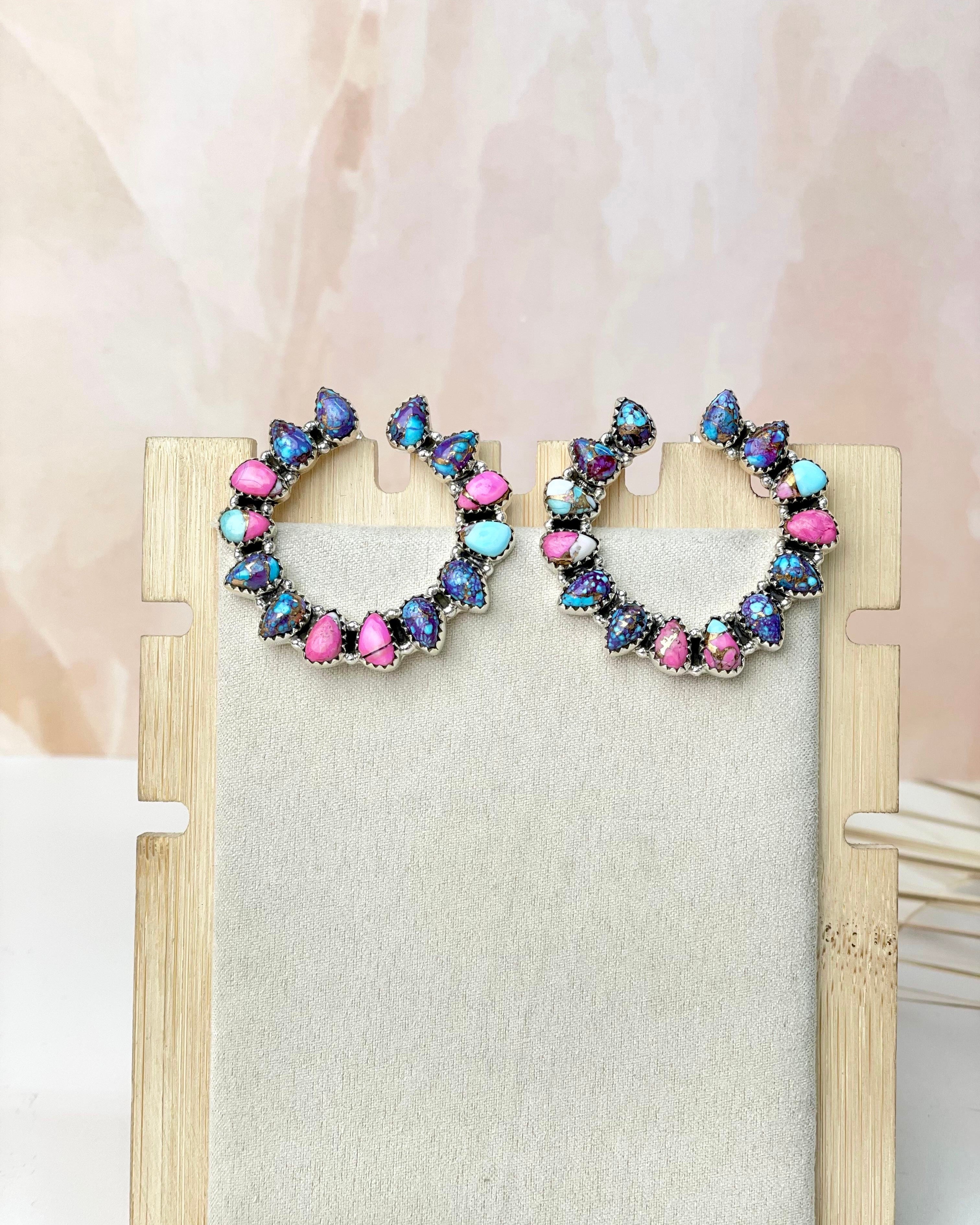 Multi Dahlia Cluster Earrings-Earrings-Krush Kandy, Women's Online Fashion Boutique Located in Phoenix, Arizona (Scottsdale Area)