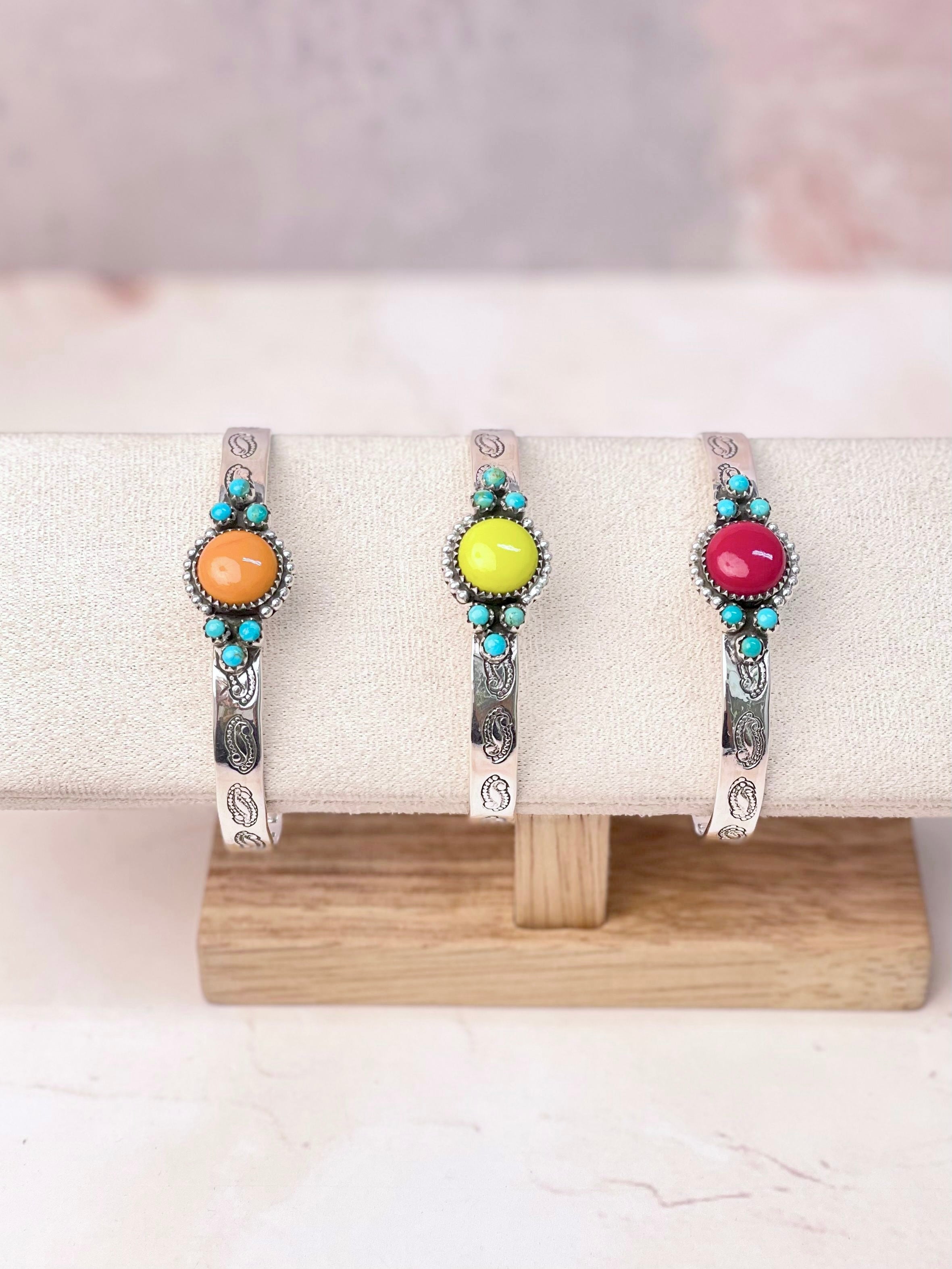 Rosarita Round Bar Turquoise Cuff-Bracelets-Krush Kandy, Women's Online Fashion Boutique Located in Phoenix, Arizona (Scottsdale Area)