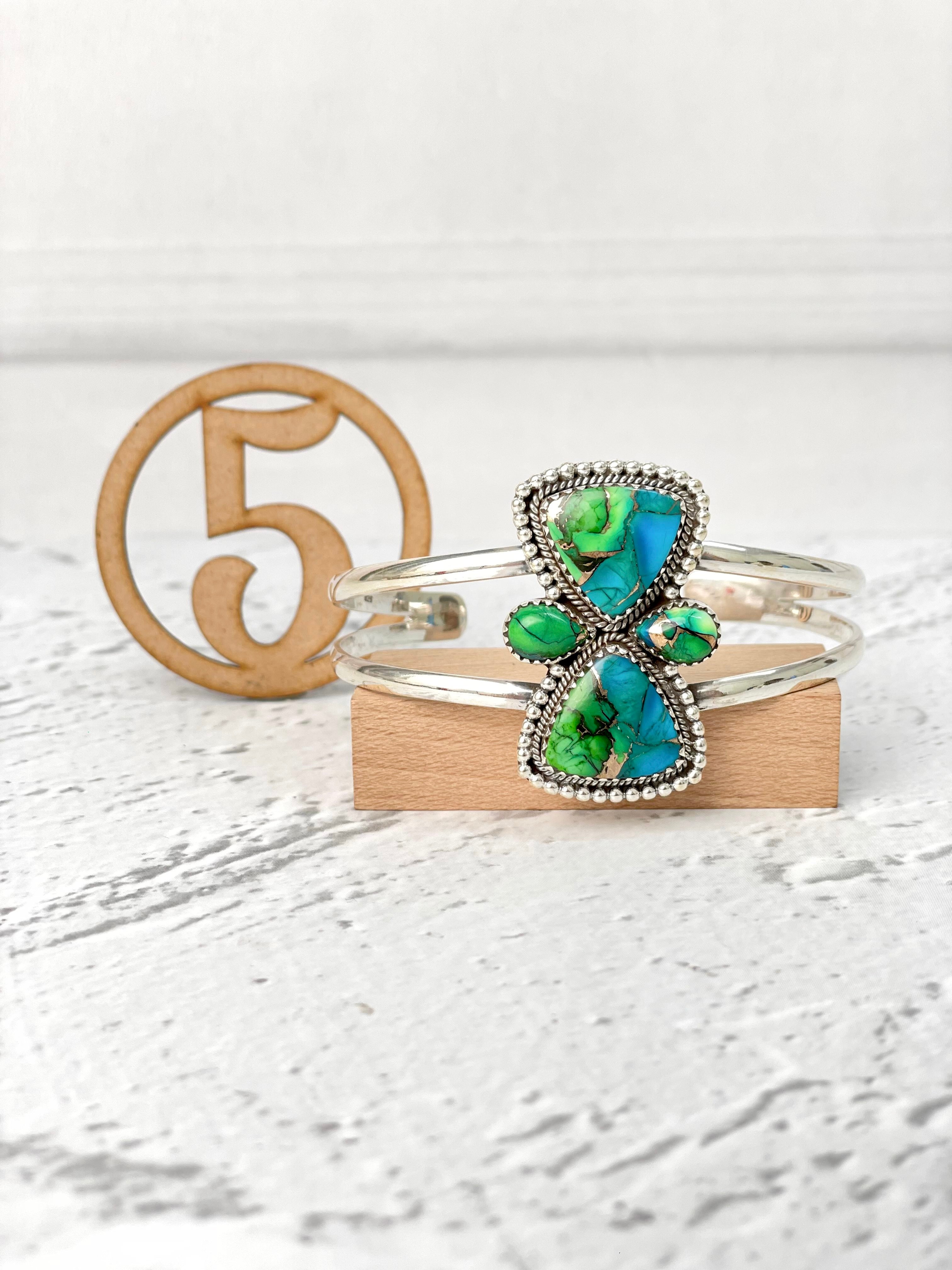 Peacock Dahlia Slab Cuff Bangles-Cuffs-Krush Kandy, Women's Online Fashion Boutique Located in Phoenix, Arizona (Scottsdale Area)