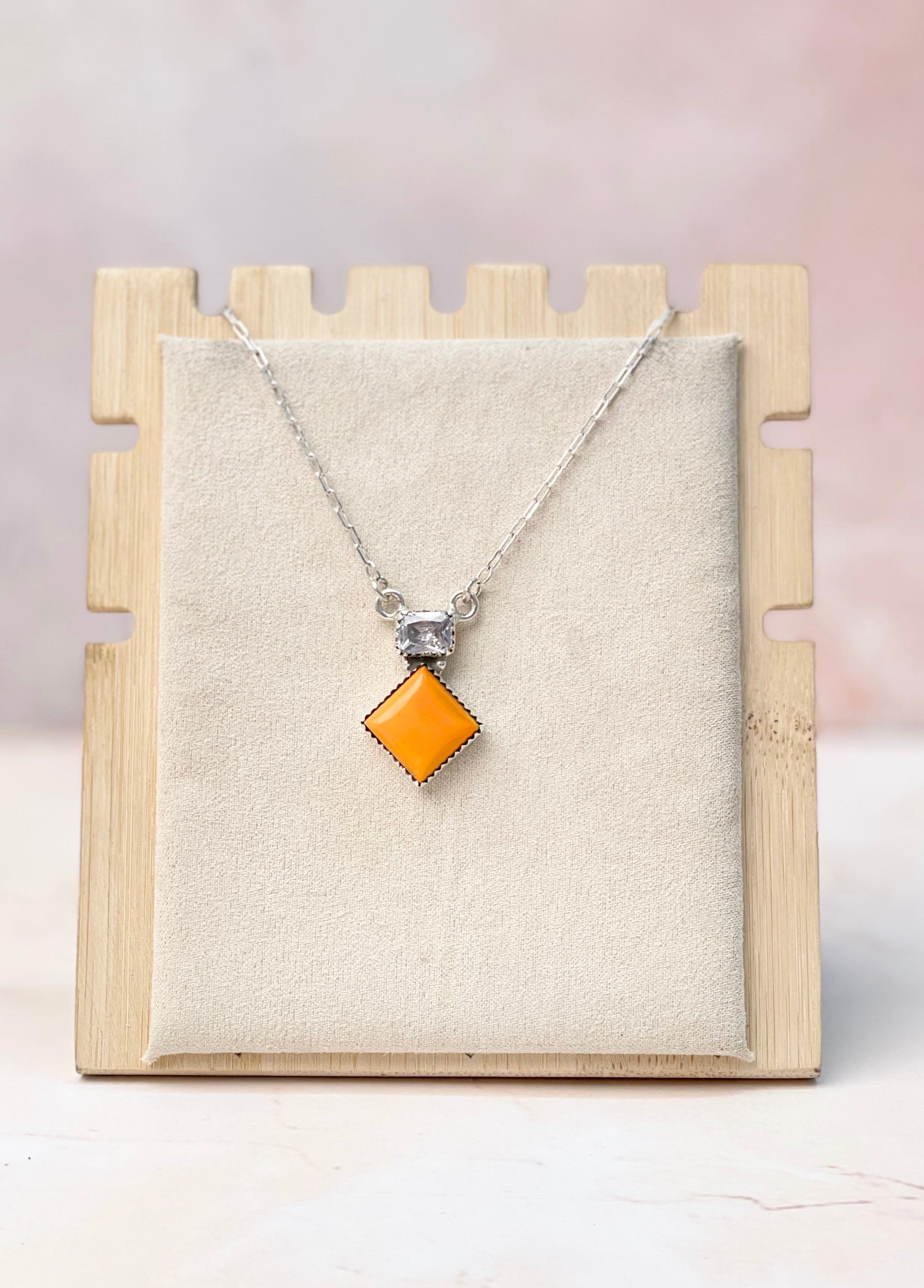 Tangerine Rosarita CZ Dainty Chain Necklace-Necklaces-Krush Kandy, Women's Online Fashion Boutique Located in Phoenix, Arizona (Scottsdale Area)
