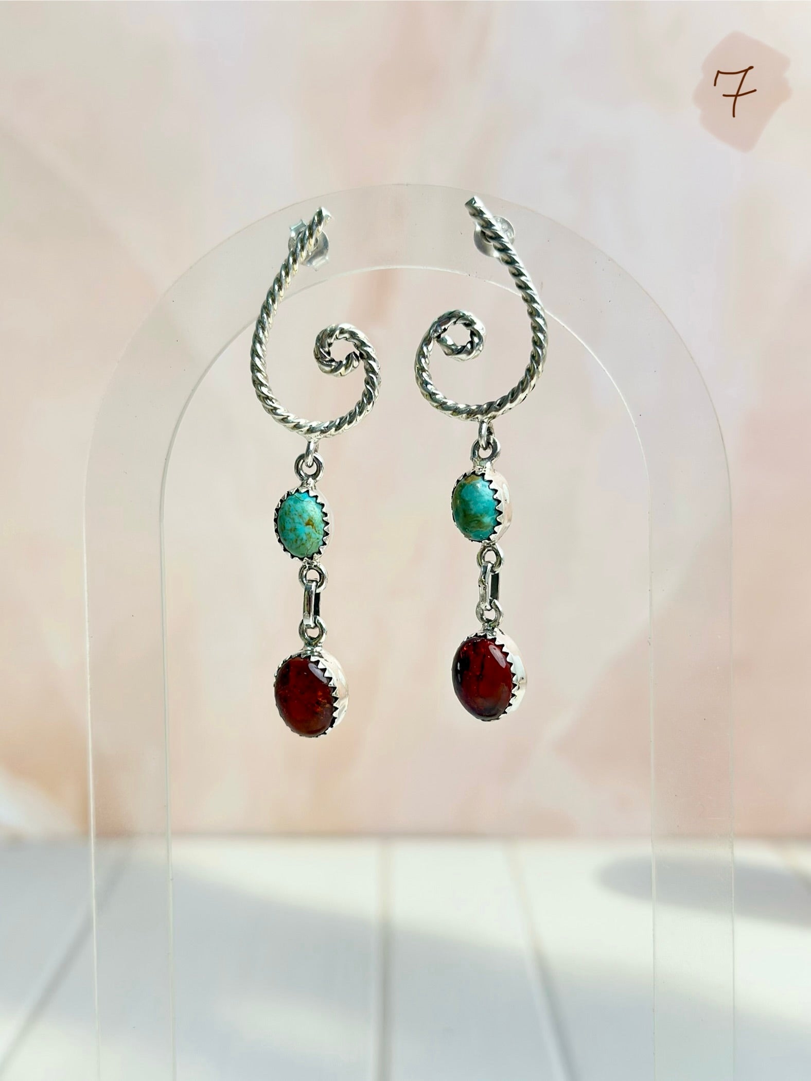 Amber, Turquoise & Crystal Boho Earrings-Earrings-Krush Kandy, Women's Online Fashion Boutique Located in Phoenix, Arizona (Scottsdale Area)