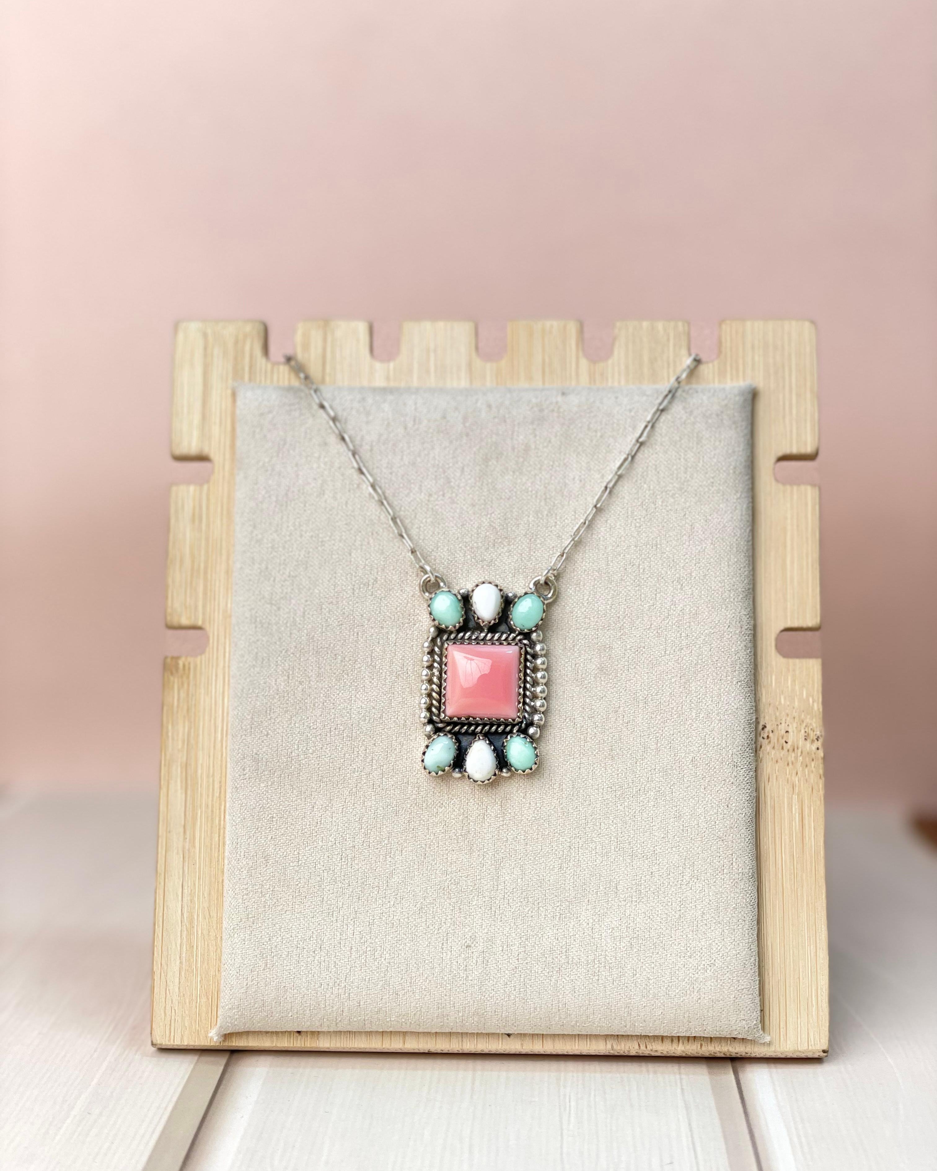Paloma, Conch & White Buffalo Square Bar Necklace-Necklaces-Krush Kandy, Women's Online Fashion Boutique Located in Phoenix, Arizona (Scottsdale Area)