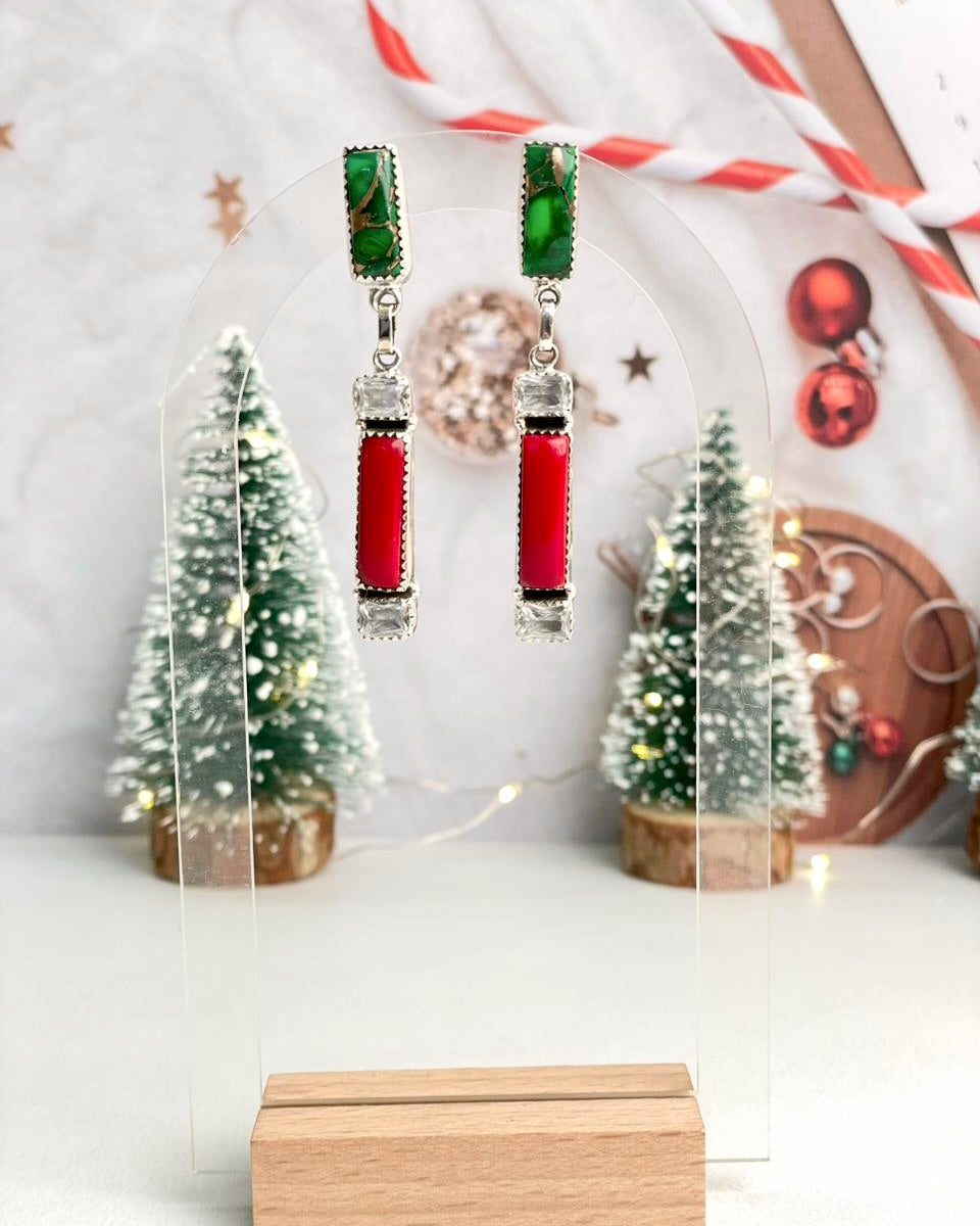 Christmas in Kandyland CZ Bar Drop Studs-Earrings-Krush Kandy, Women's Online Fashion Boutique Located in Phoenix, Arizona (Scottsdale Area)