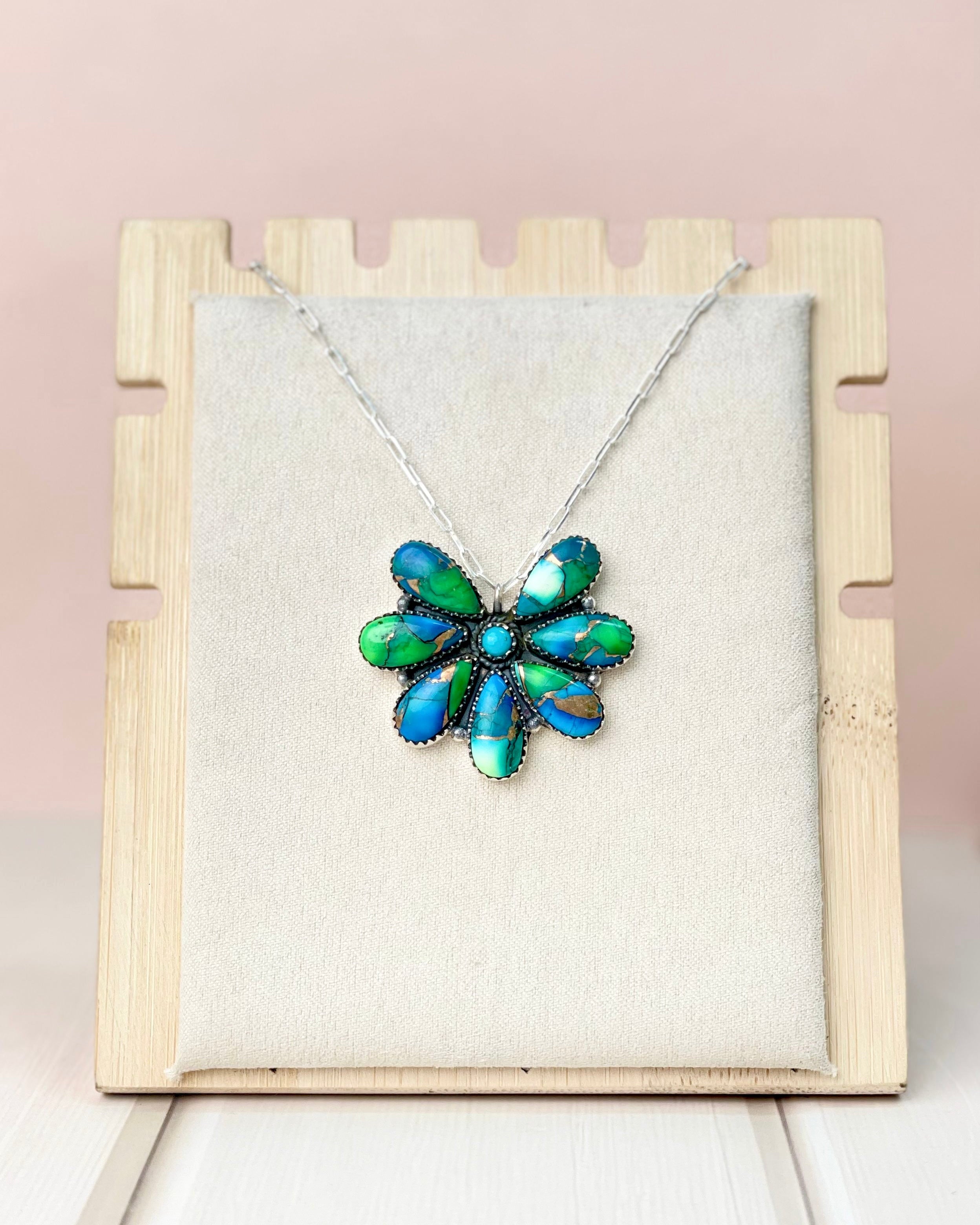 Peacock Dahlia Desert Daisy Necklace-Necklaces-Krush Kandy, Women's Online Fashion Boutique Located in Phoenix, Arizona (Scottsdale Area)