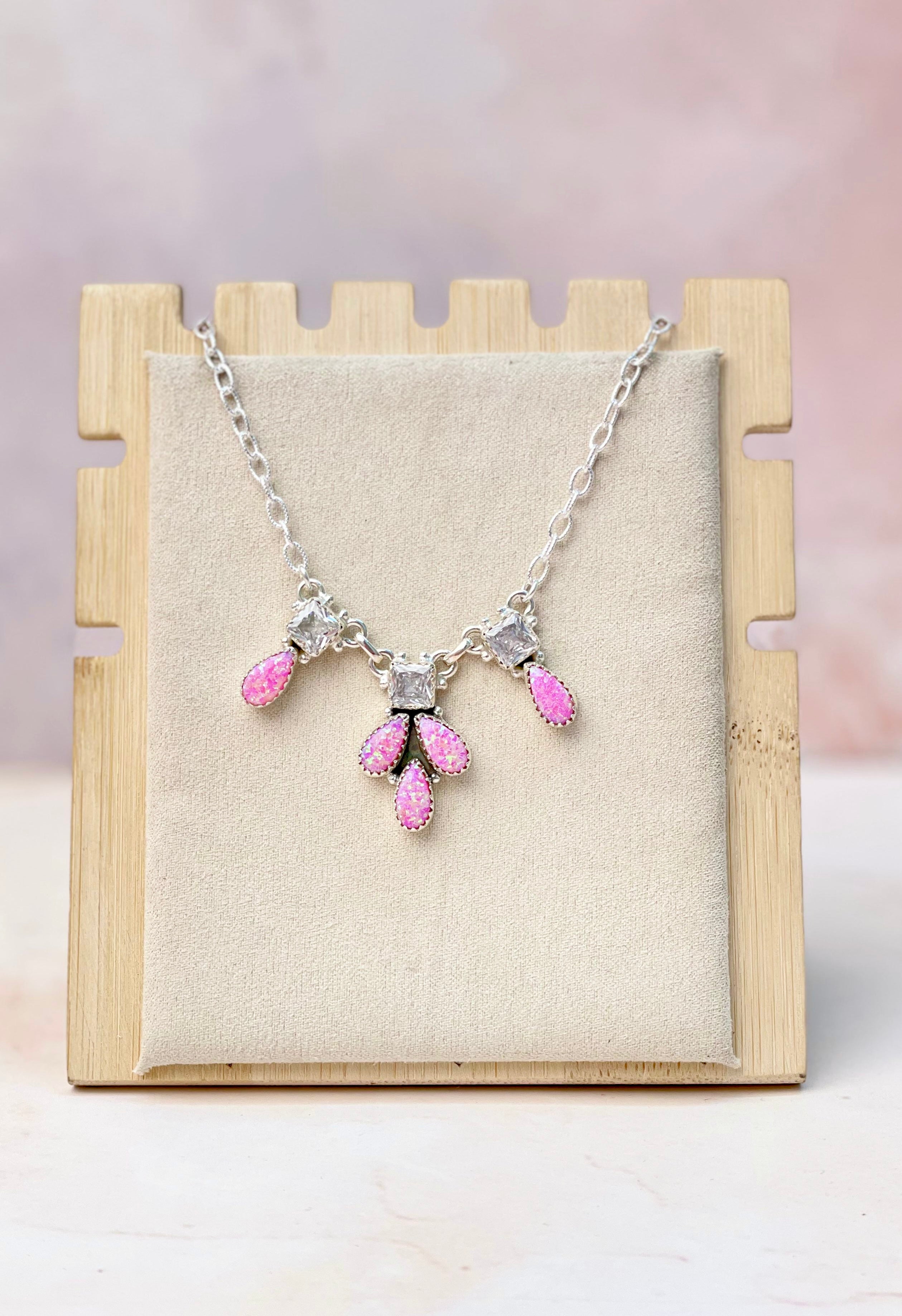 Sierra Opal Petals CZ Necklace-Necklaces-Krush Kandy, Women's Online Fashion Boutique Located in Phoenix, Arizona (Scottsdale Area)