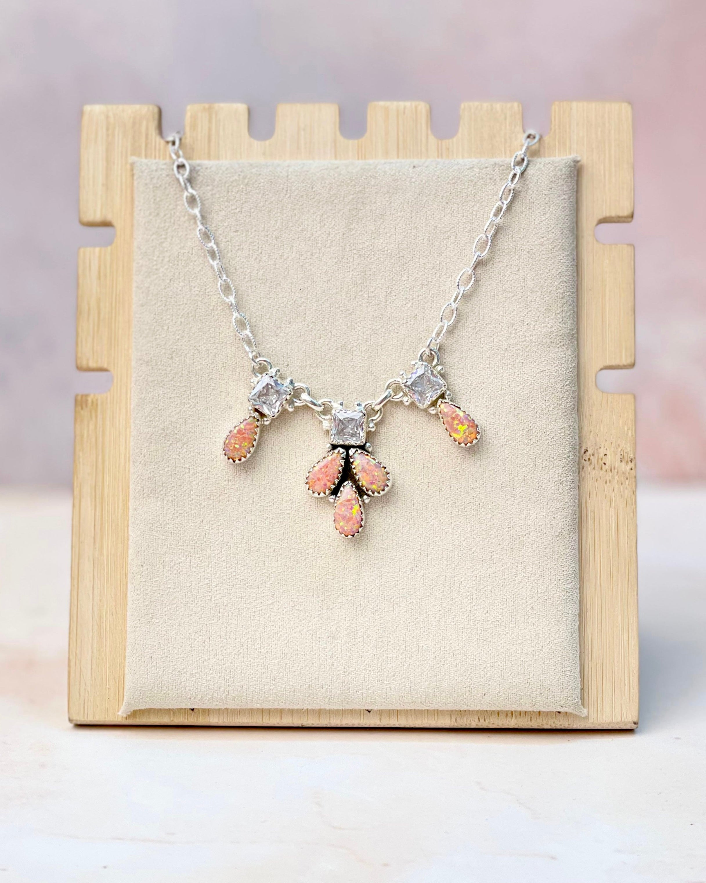 Sierra Opal Petals CZ Necklace-Necklaces-Krush Kandy, Women's Online Fashion Boutique Located in Phoenix, Arizona (Scottsdale Area)