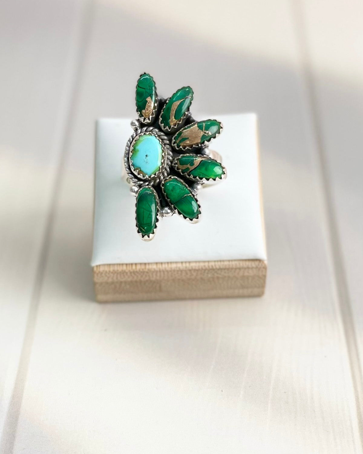 Irish Green Dahlia & Sonoran One of a Kind Boho Rings-Rings-Krush Kandy, Women's Online Fashion Boutique Located in Phoenix, Arizona (Scottsdale Area)