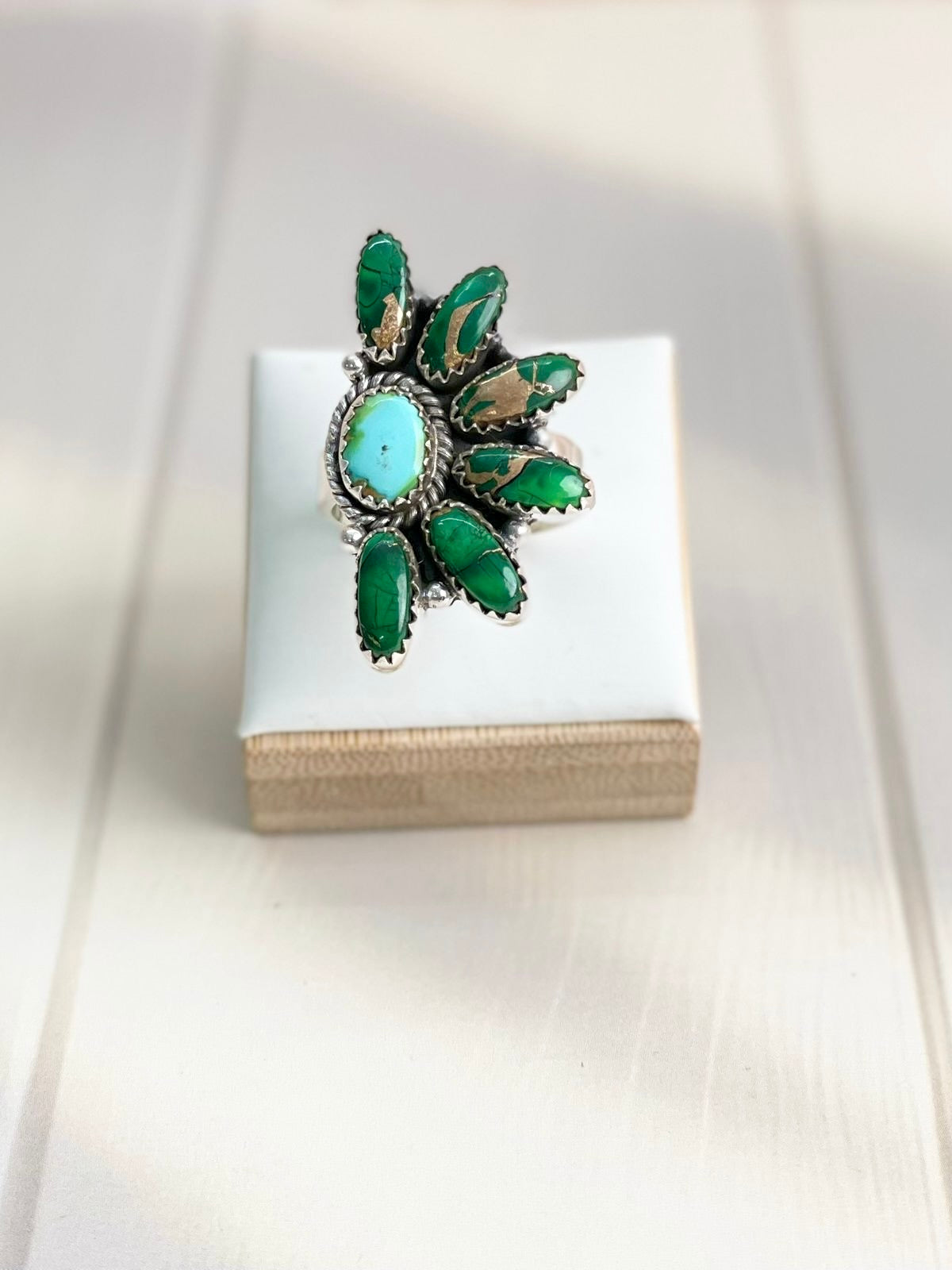 Irish Green Dahlia & Sonoran One of a Kind Boho Rings-Rings-Krush Kandy, Women's Online Fashion Boutique Located in Phoenix, Arizona (Scottsdale Area)