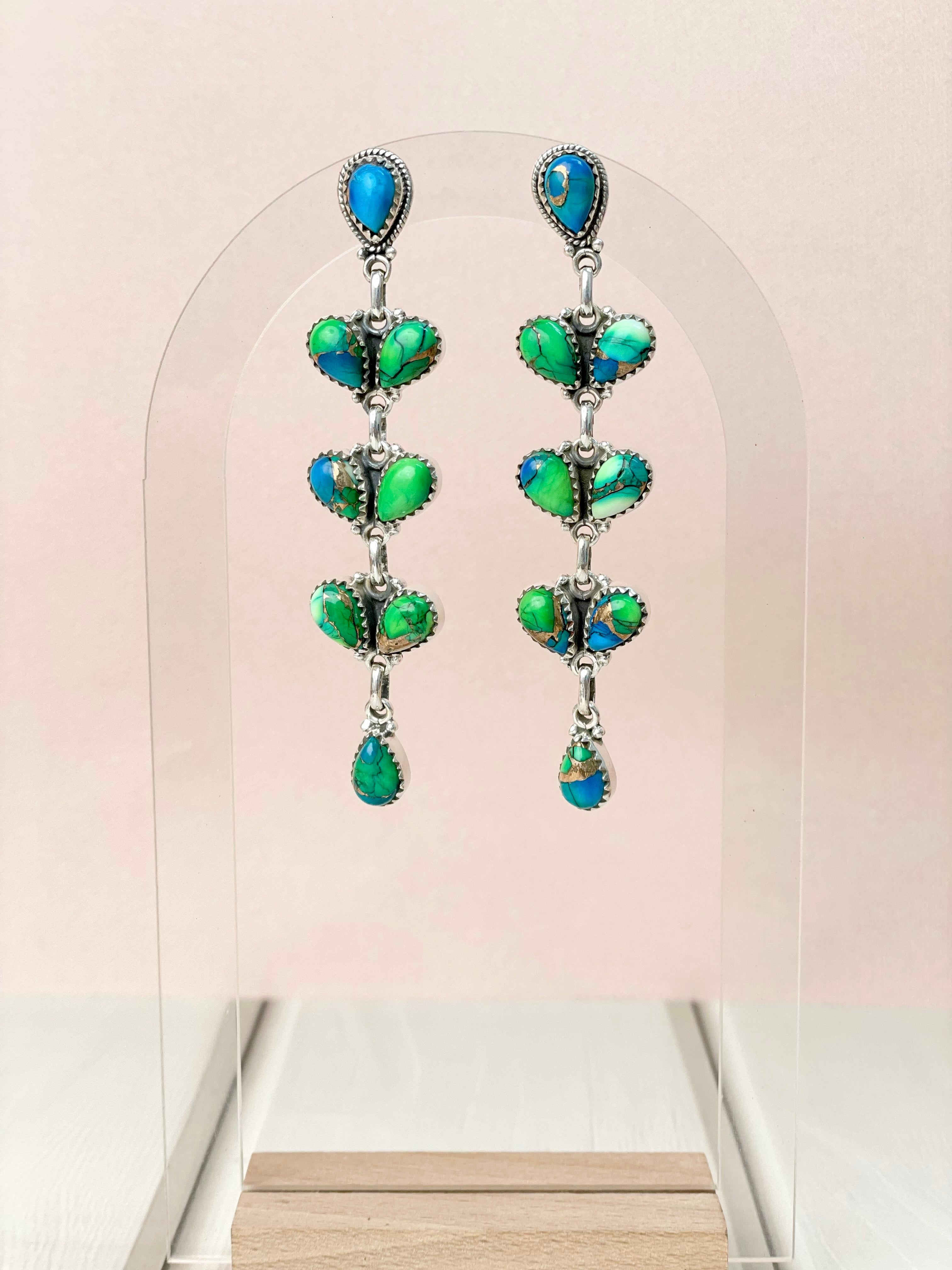 Free Spirit Peacock Dahlia Earrings-Earrings-Krush Kandy, Women's Online Fashion Boutique Located in Phoenix, Arizona (Scottsdale Area)