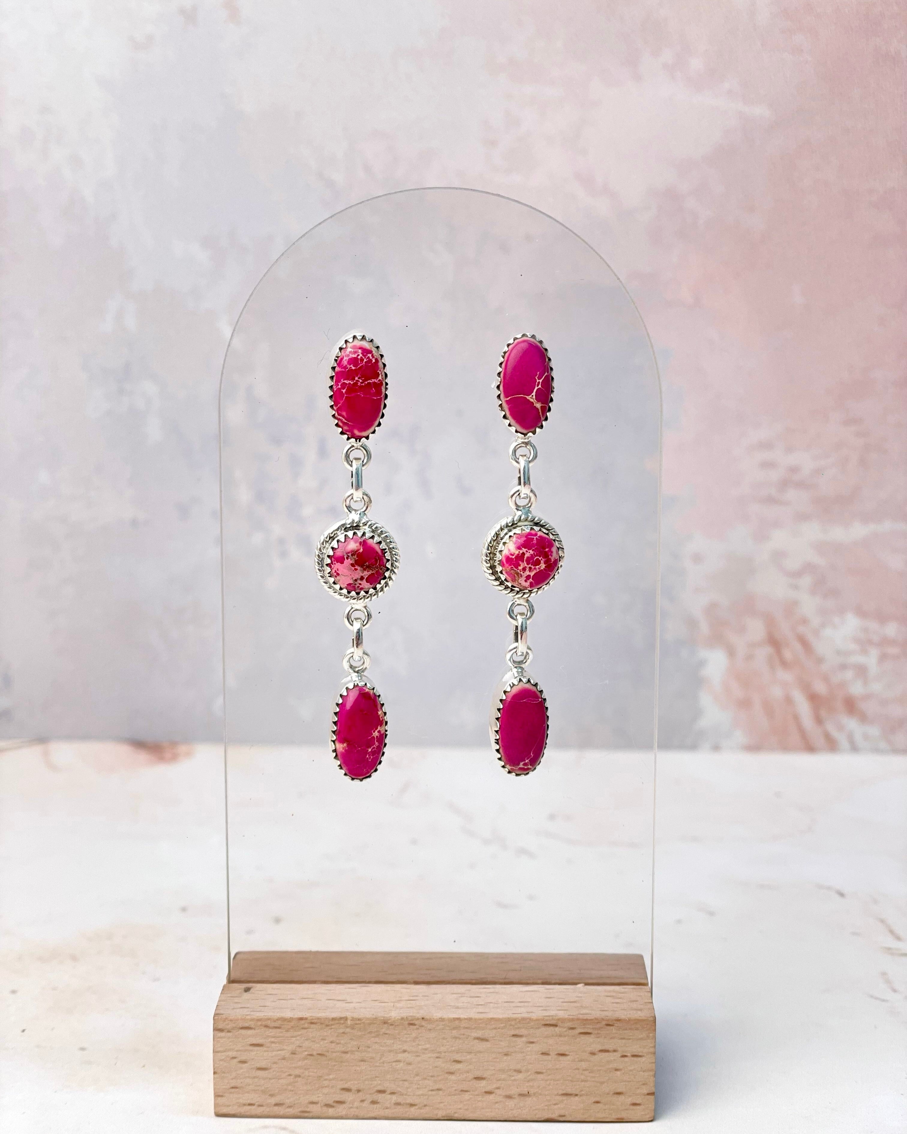 Desert Jasper 3 Stone Earrings-Earrings-Krush Kandy, Women's Online Fashion Boutique Located in Phoenix, Arizona (Scottsdale Area)