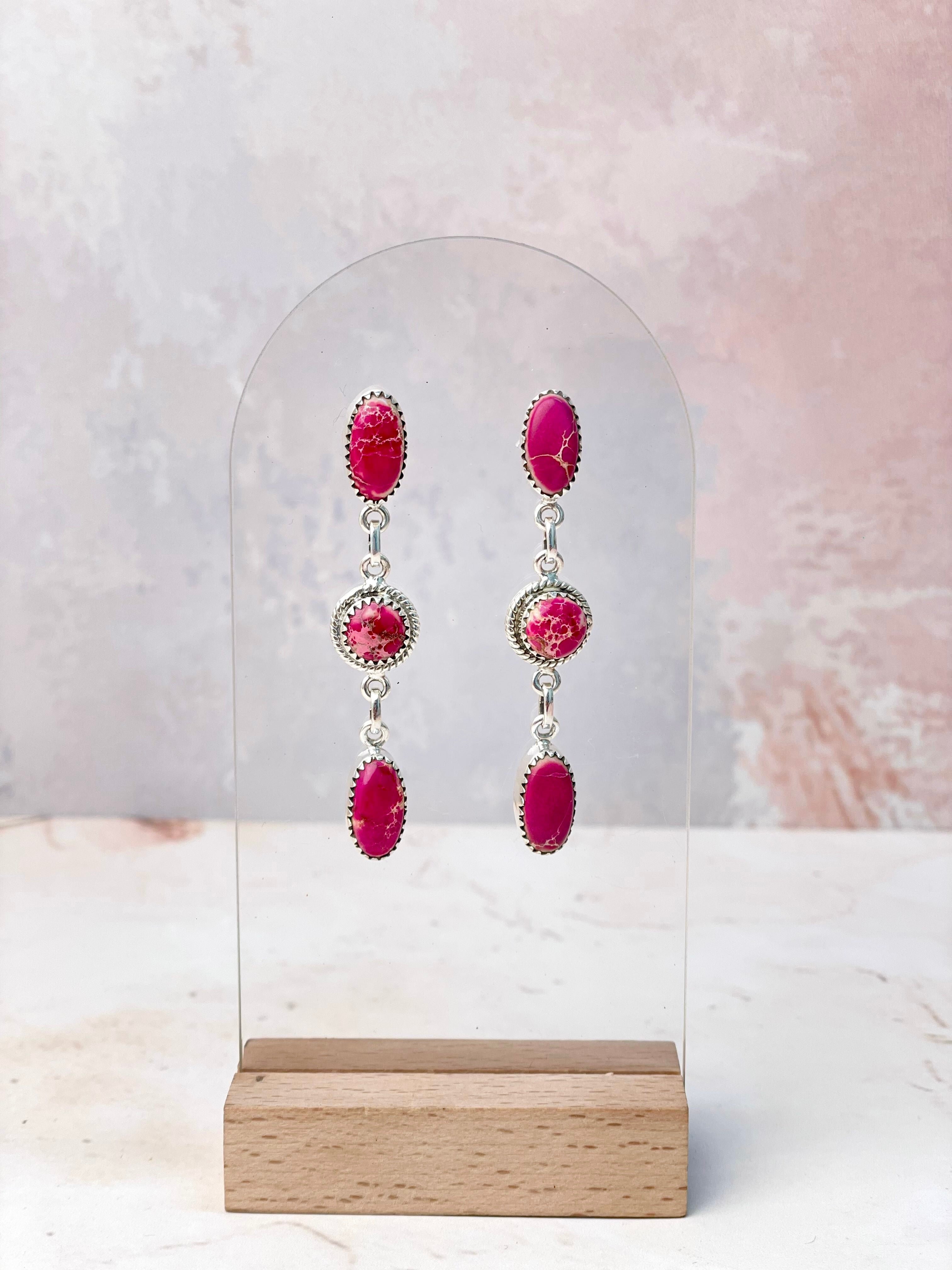 Desert Jasper 3 Stone Earrings-Earrings-Krush Kandy, Women's Online Fashion Boutique Located in Phoenix, Arizona (Scottsdale Area)