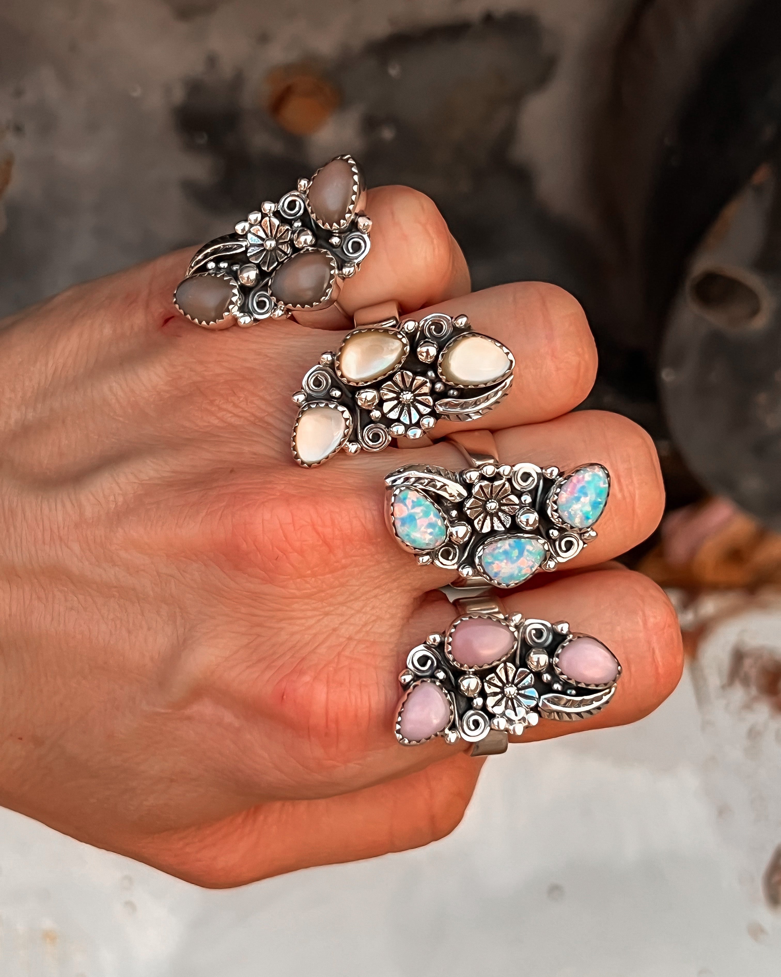 The Henley Triple Stone Flower Ring MADE TO ORDER-Cluster Rings-Krush Kandy, Women's Online Fashion Boutique Located in Phoenix, Arizona (Scottsdale Area)
