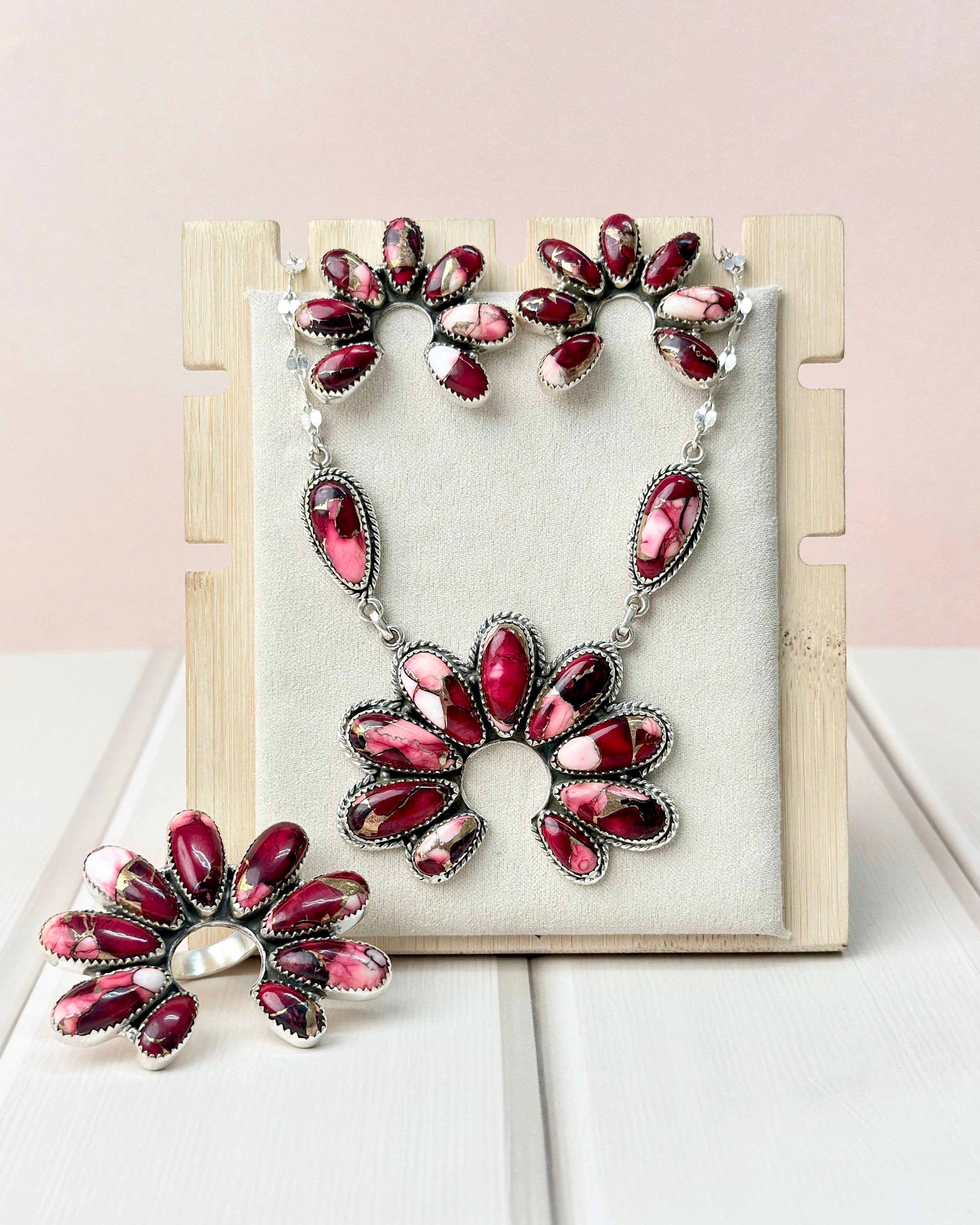 Red Rose Dahlia Big Naja Set-Necklaces-Krush Kandy, Women's Online Fashion Boutique Located in Phoenix, Arizona (Scottsdale Area)