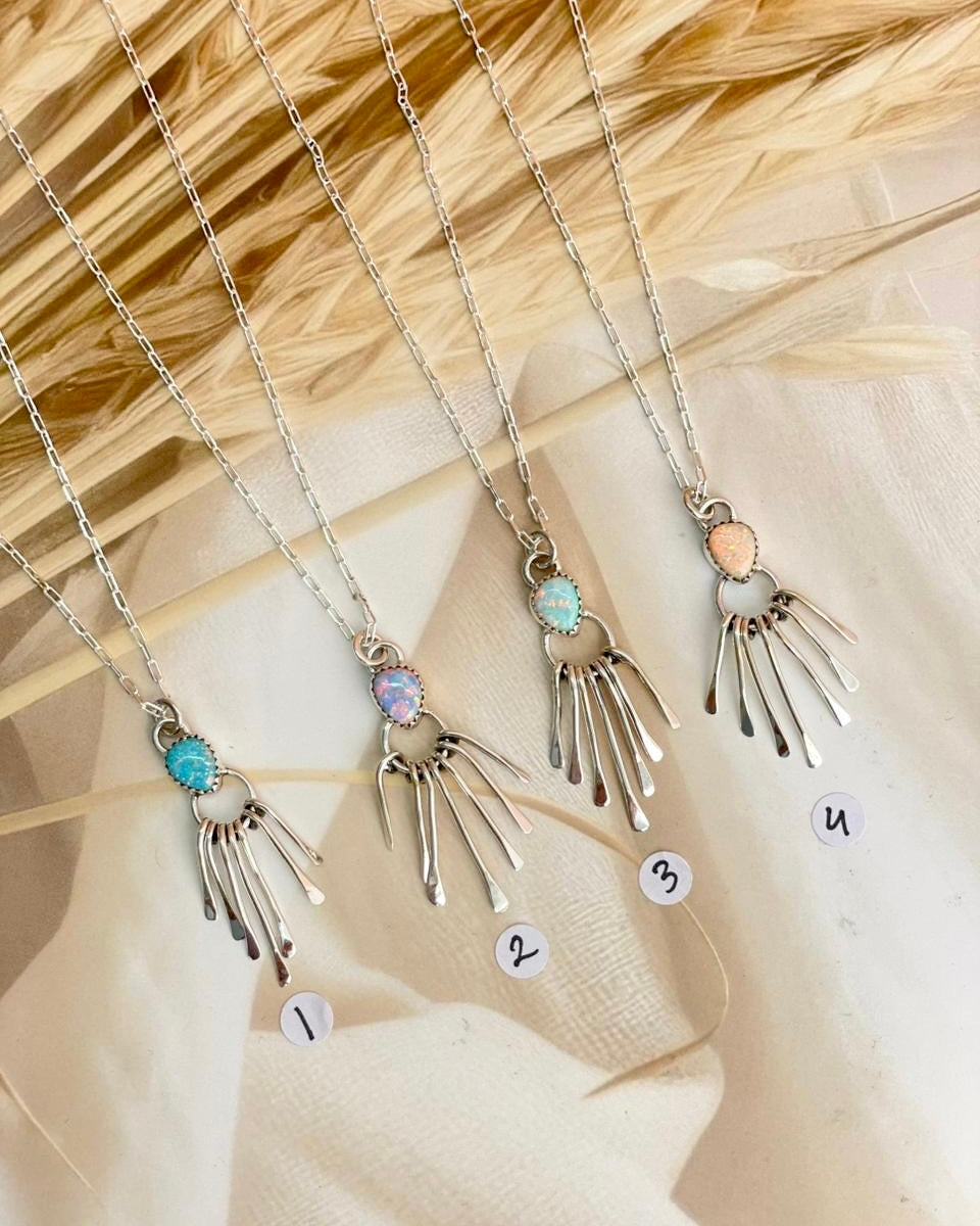 Boho Opal Fringe Dainty Necklace sno 1-Necklaces-Krush Kandy, Women's Online Fashion Boutique Located in Phoenix, Arizona (Scottsdale Area)