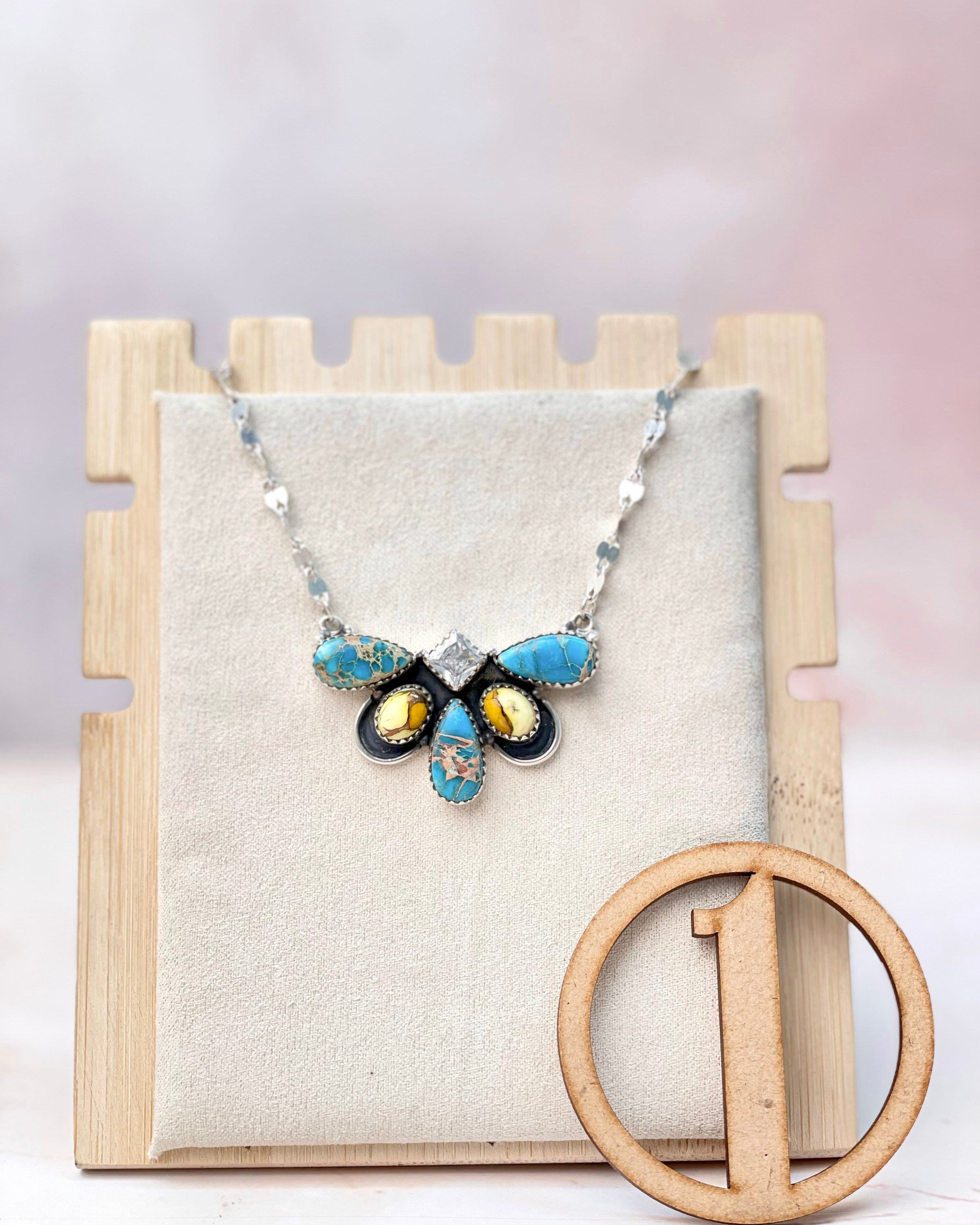 Desert Jasper Half Flower Necklace-Necklaces-Krush Kandy, Women's Online Fashion Boutique Located in Phoenix, Arizona (Scottsdale Area)