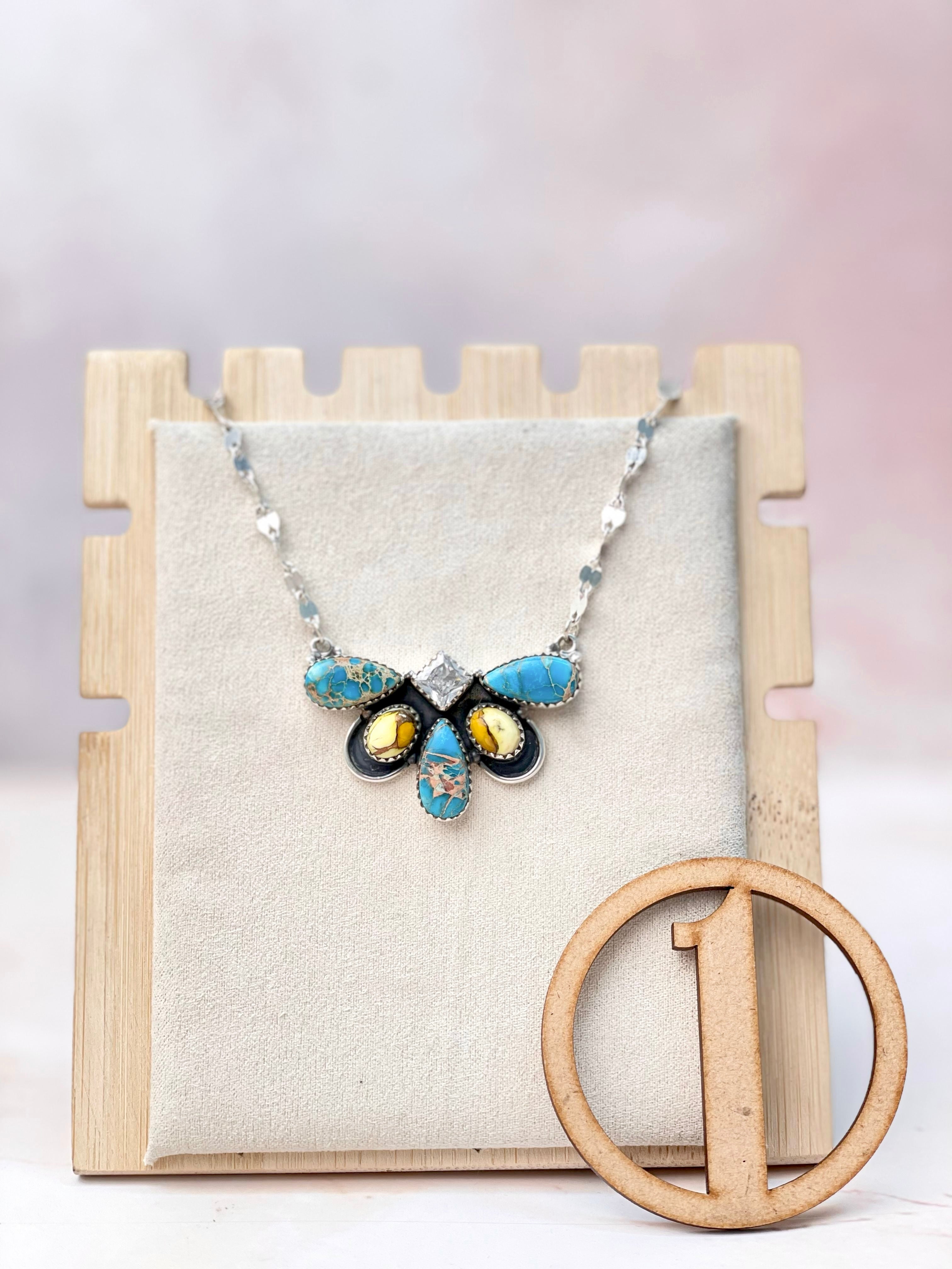 Desert Jasper Half Flower Necklace-Necklaces-Krush Kandy, Women's Online Fashion Boutique Located in Phoenix, Arizona (Scottsdale Area)