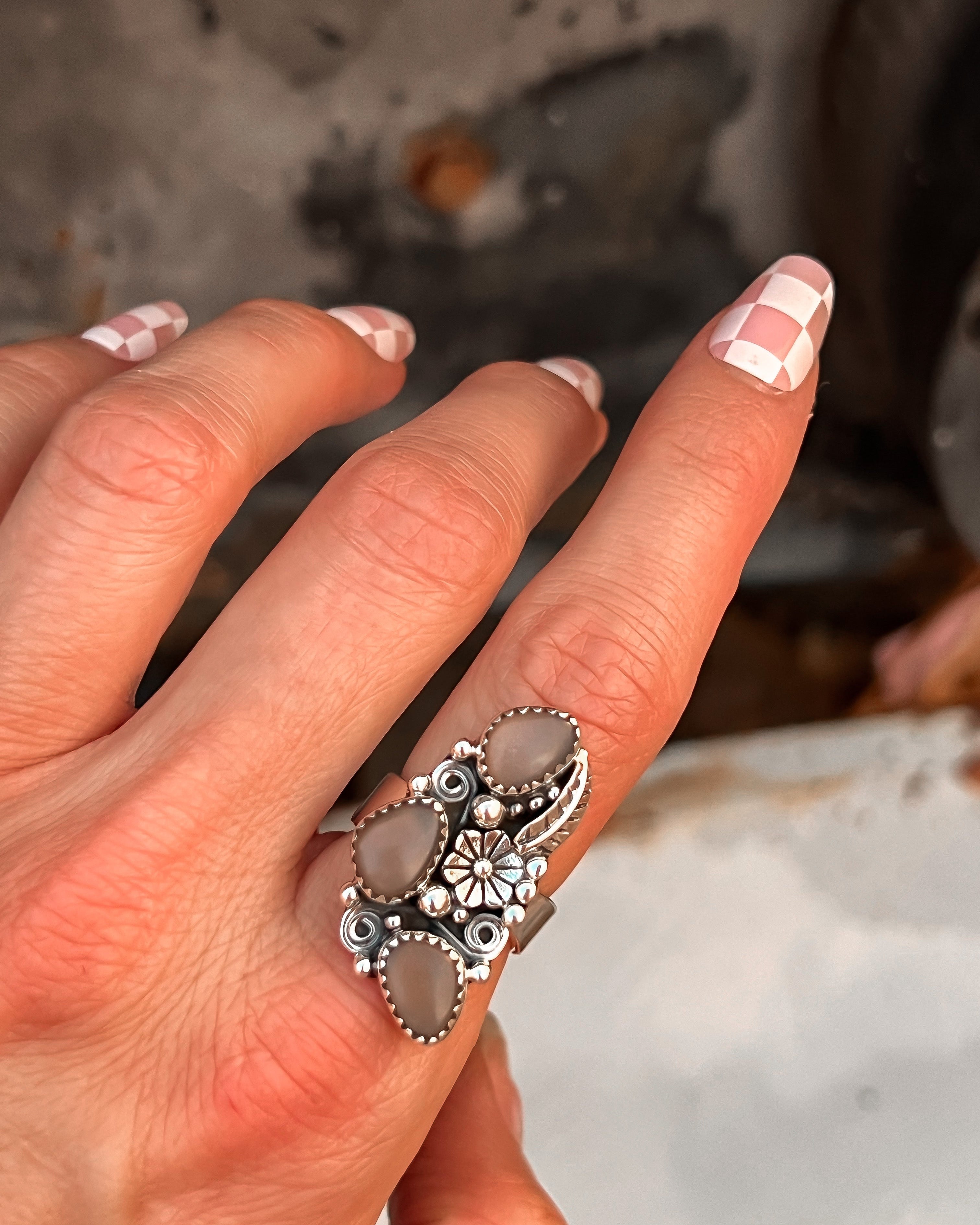 The Henley Triple Stone Flower Ring MADE TO ORDER-Cluster Rings-Krush Kandy, Women's Online Fashion Boutique Located in Phoenix, Arizona (Scottsdale Area)