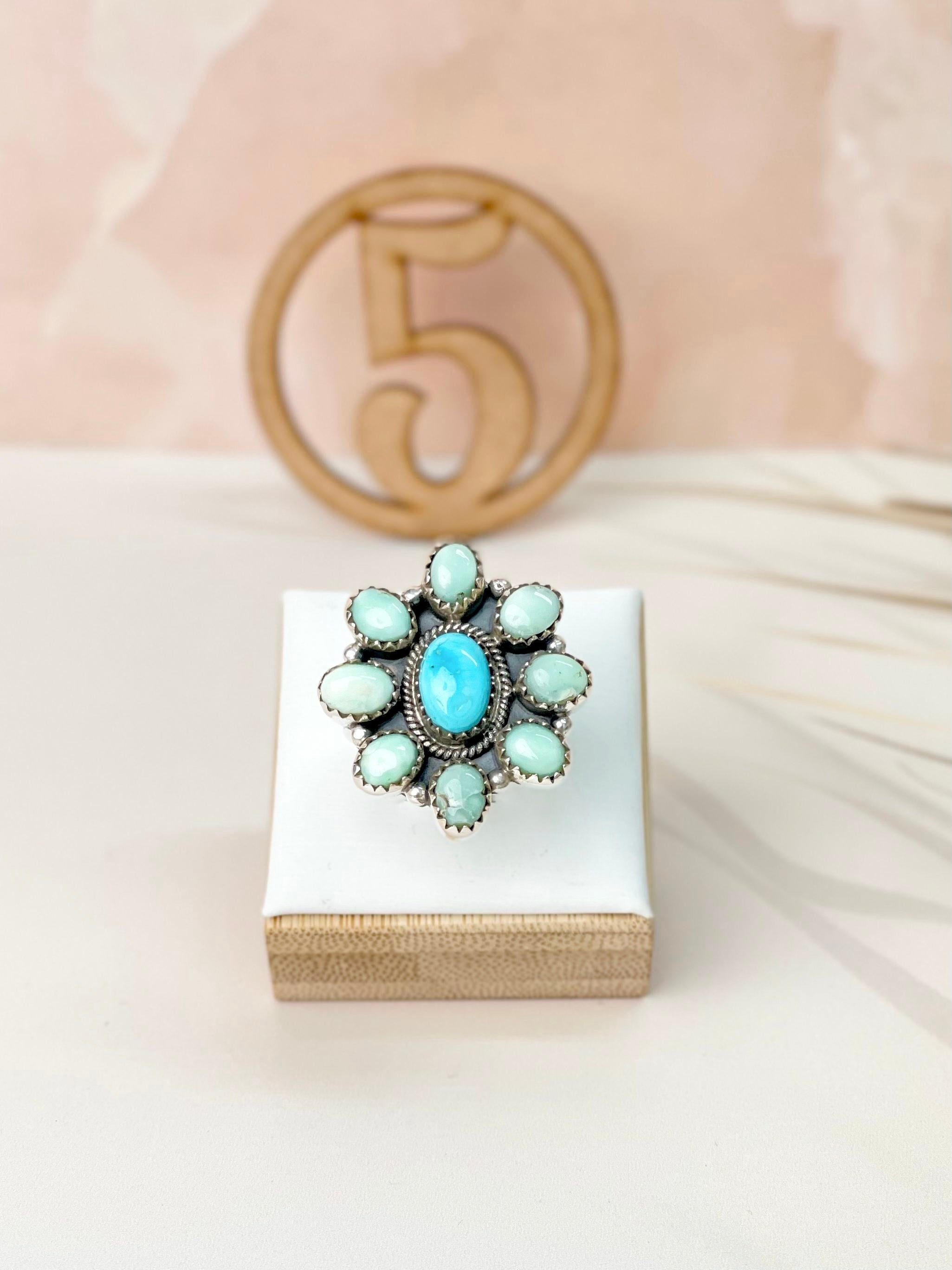 White Water Turquoise & Paloma Western Rings Bno. 12-Rings-Krush Kandy, Women's Online Fashion Boutique Located in Phoenix, Arizona (Scottsdale Area)