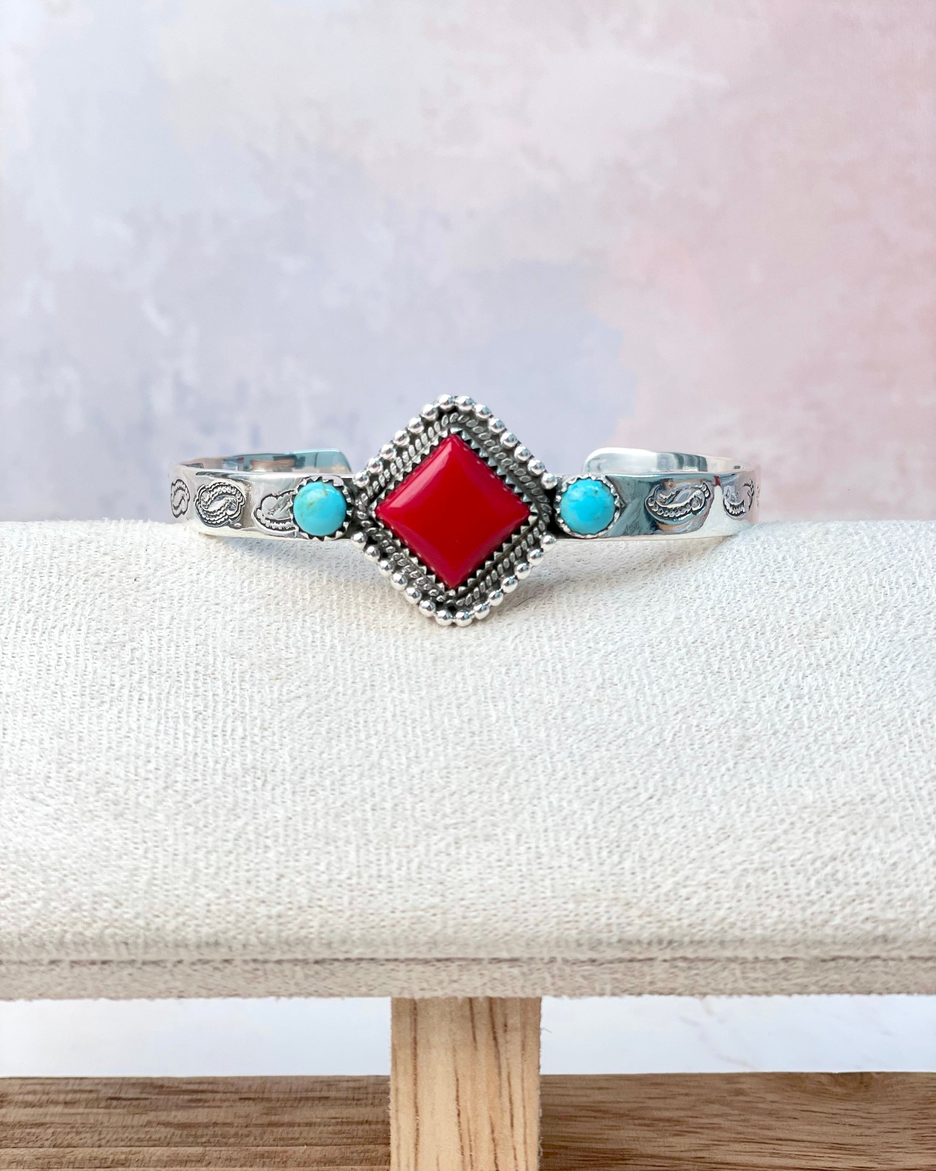 Rosarita Square Bar Turquoise Cuff-Bracelets-Krush Kandy, Women's Online Fashion Boutique Located in Phoenix, Arizona (Scottsdale Area)