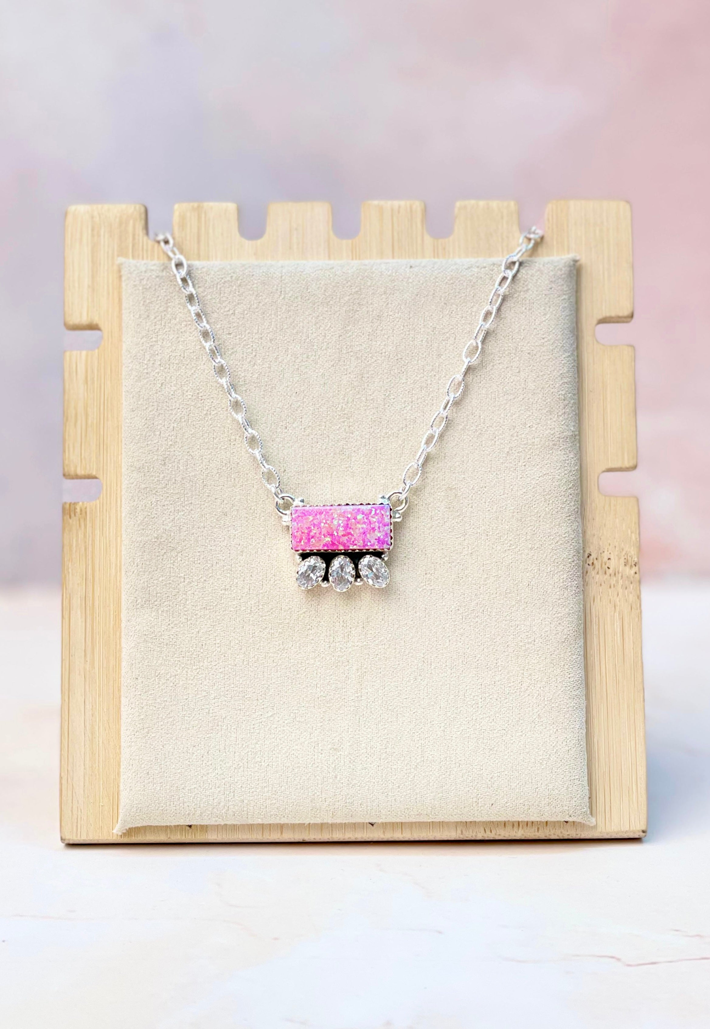 Opal Bar and CZ Necklace-Necklaces-Krush Kandy, Women's Online Fashion Boutique Located in Phoenix, Arizona (Scottsdale Area)