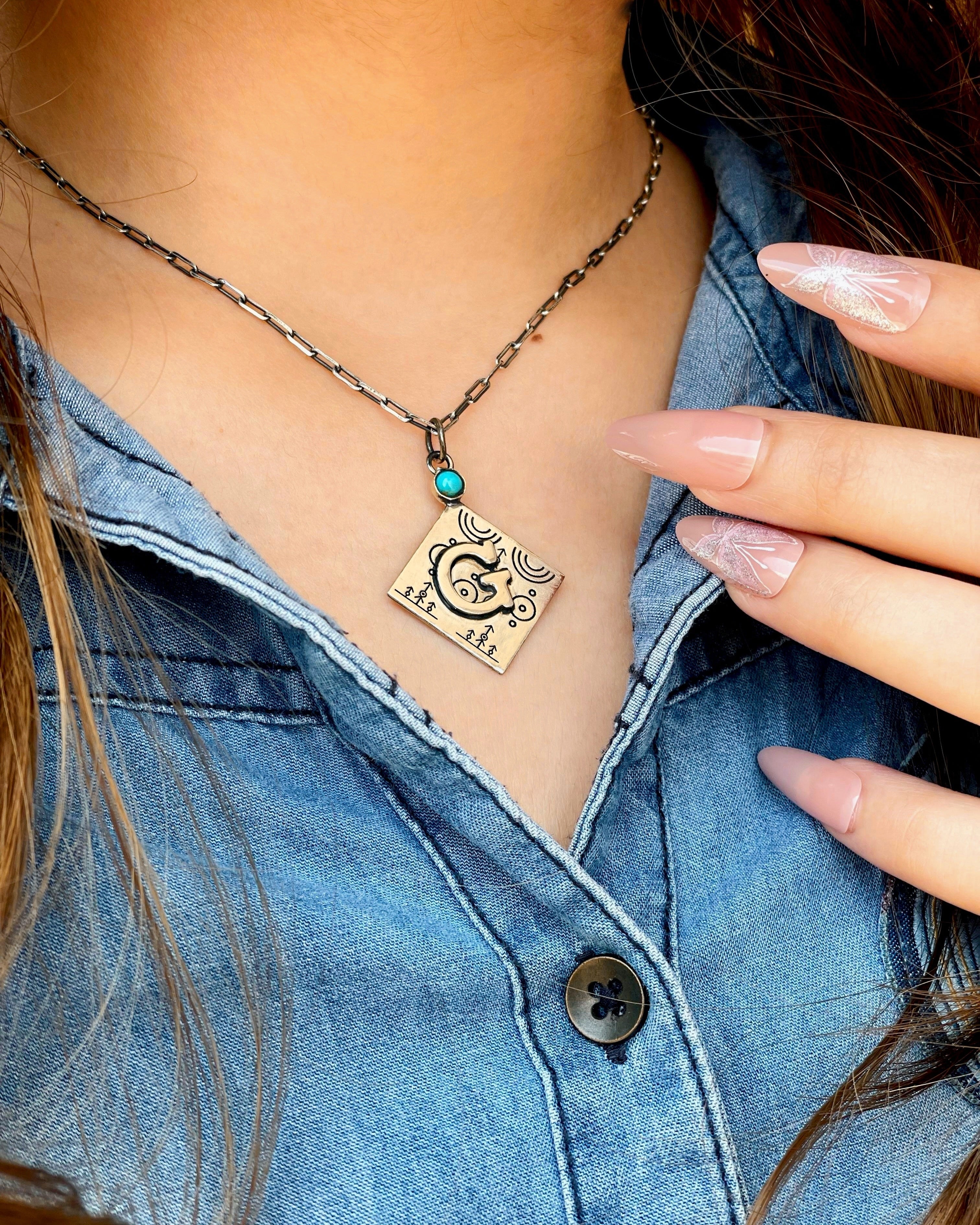 Initial Desert Dream Square Chain Necklace - PREORDER-Chain Necklaces-Krush Kandy, Women's Online Fashion Boutique Located in Phoenix, Arizona (Scottsdale Area)