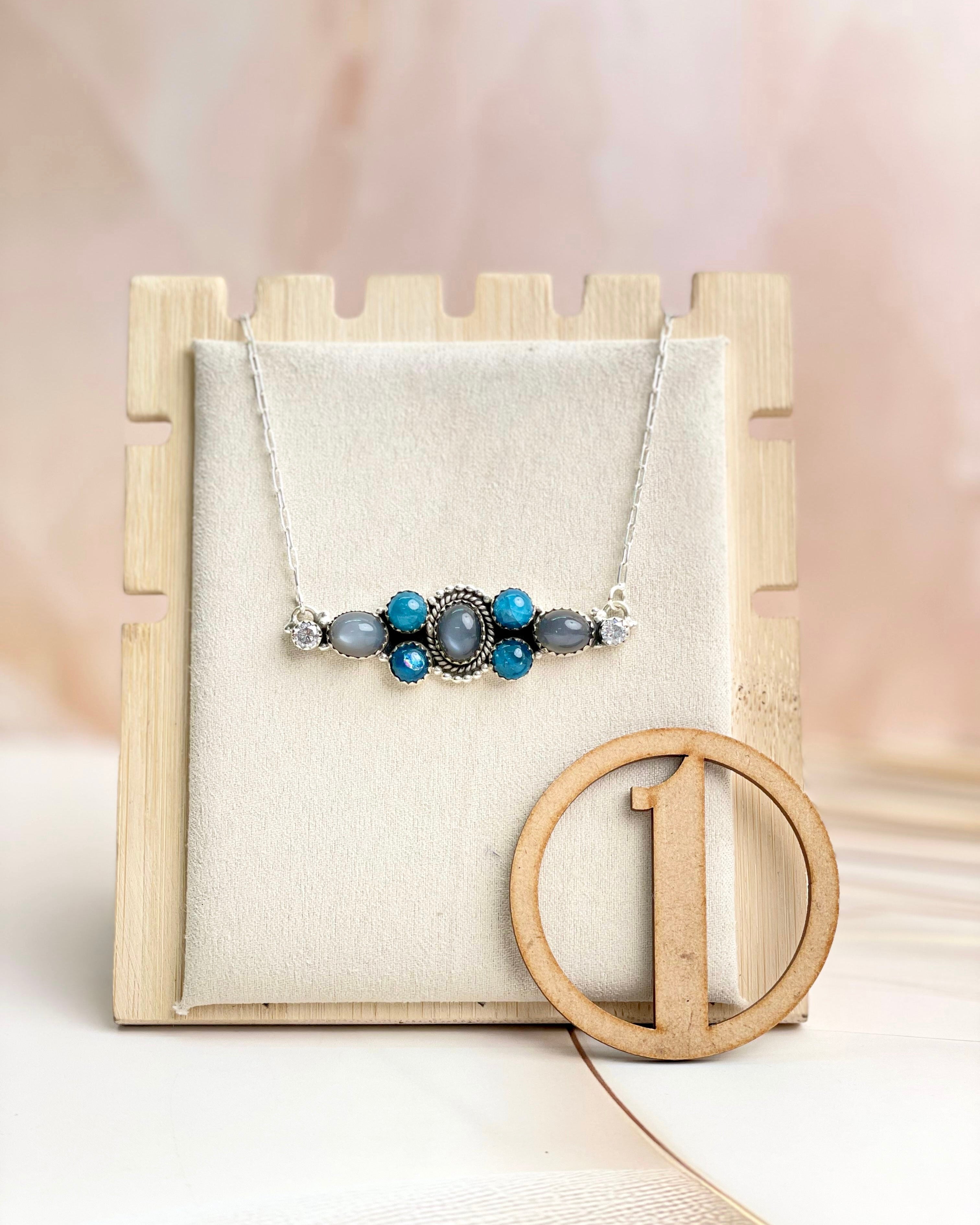 Grey Moonstone & Blue Apatite Necklace Sno 11-Necklaces-Krush Kandy, Women's Online Fashion Boutique Located in Phoenix, Arizona (Scottsdale Area)