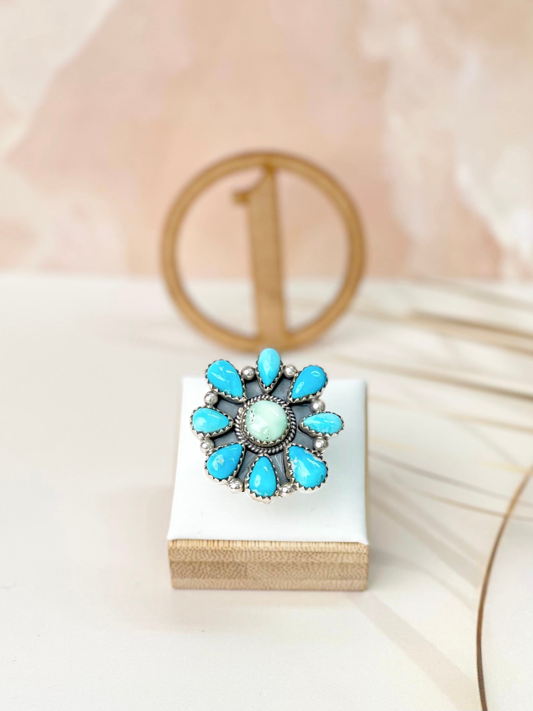 White Water Turquoise & Paloma Western Rings Bno. 9-Rings-Krush Kandy, Women's Online Fashion Boutique Located in Phoenix, Arizona (Scottsdale Area)