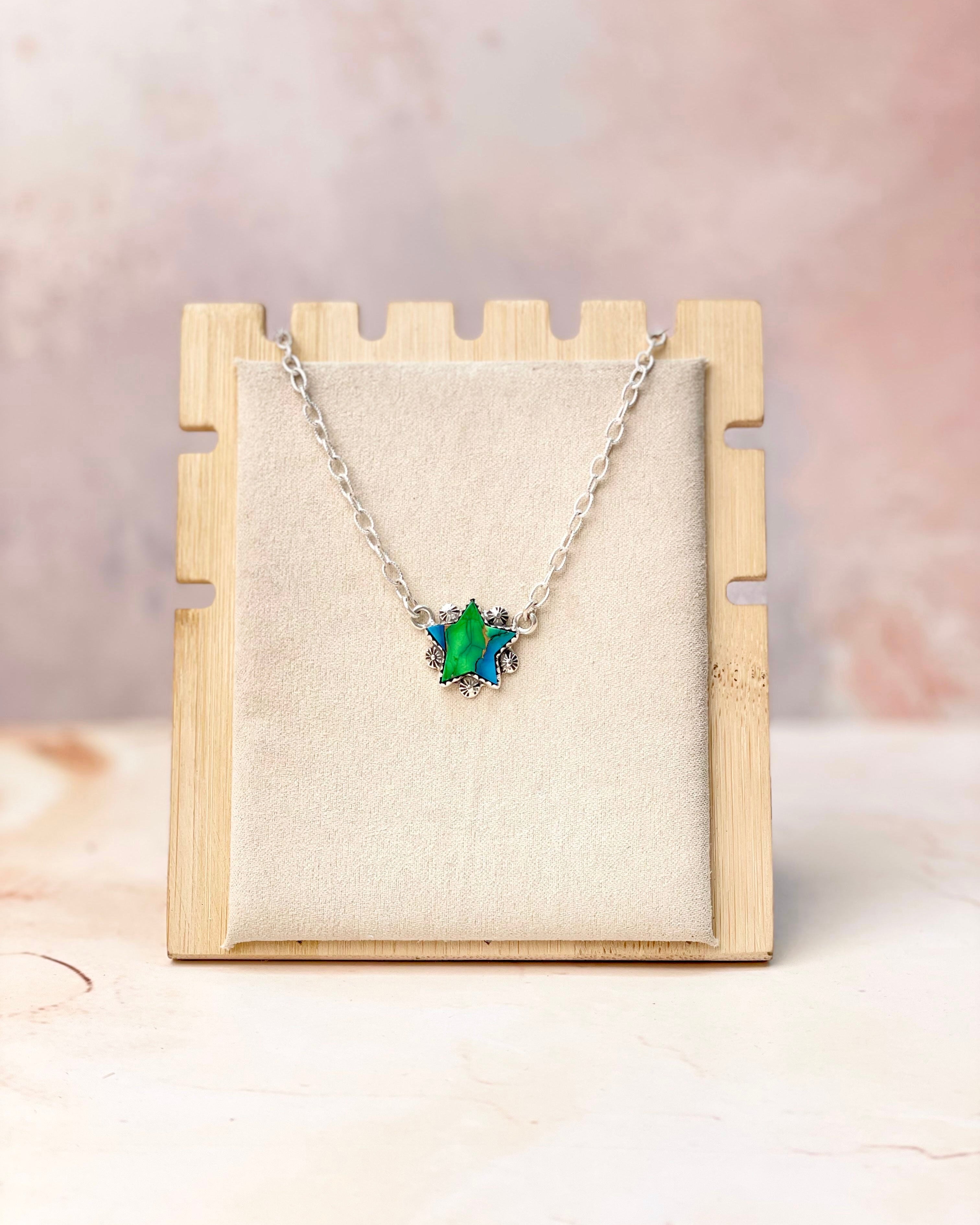 Peacock Dahlia Star Necklace-Necklaces-Krush Kandy, Women's Online Fashion Boutique Located in Phoenix, Arizona (Scottsdale Area)