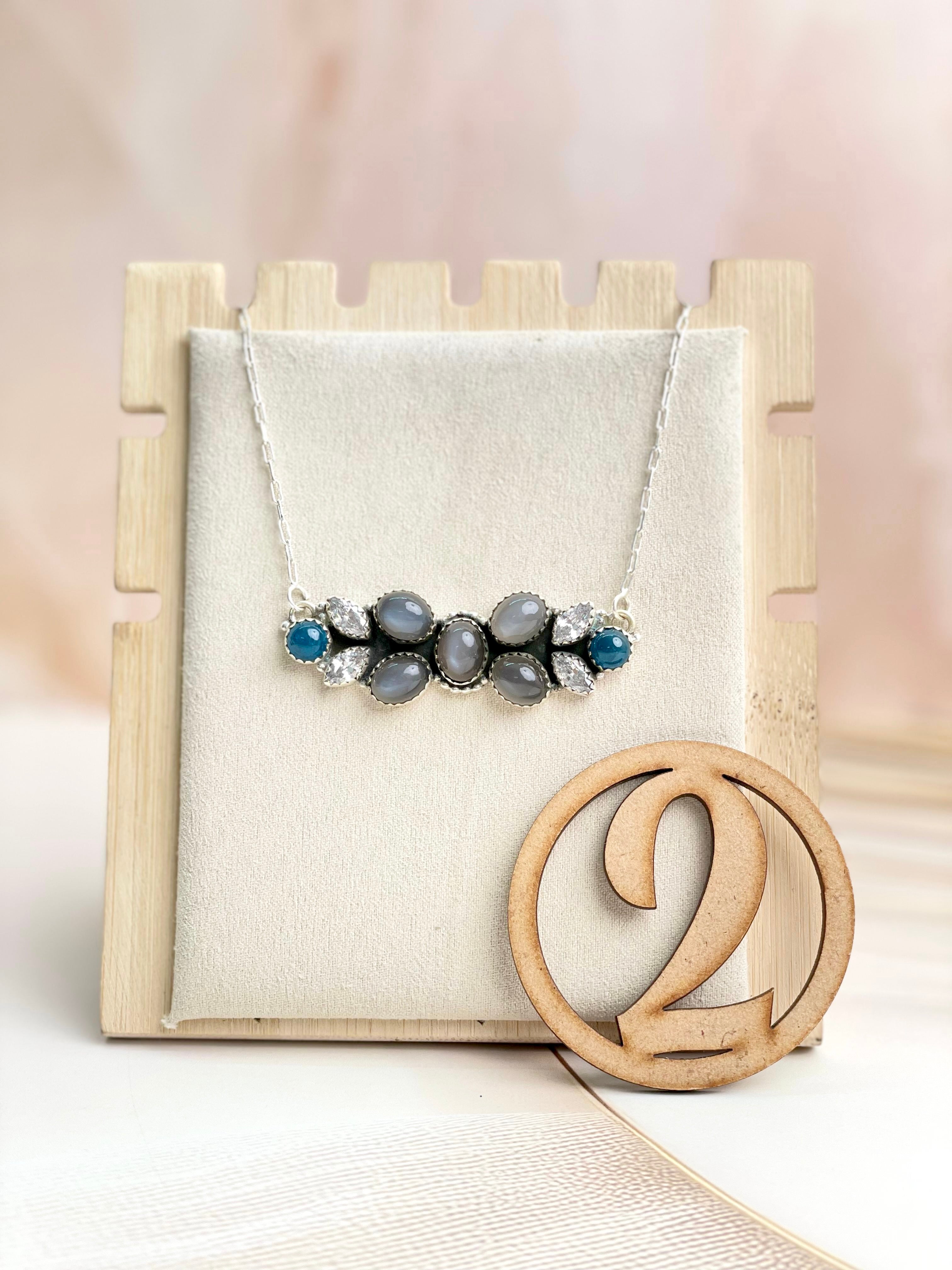 Grey Moonstone & Blue Apatite Necklace Sno 11-Necklaces-Krush Kandy, Women's Online Fashion Boutique Located in Phoenix, Arizona (Scottsdale Area)