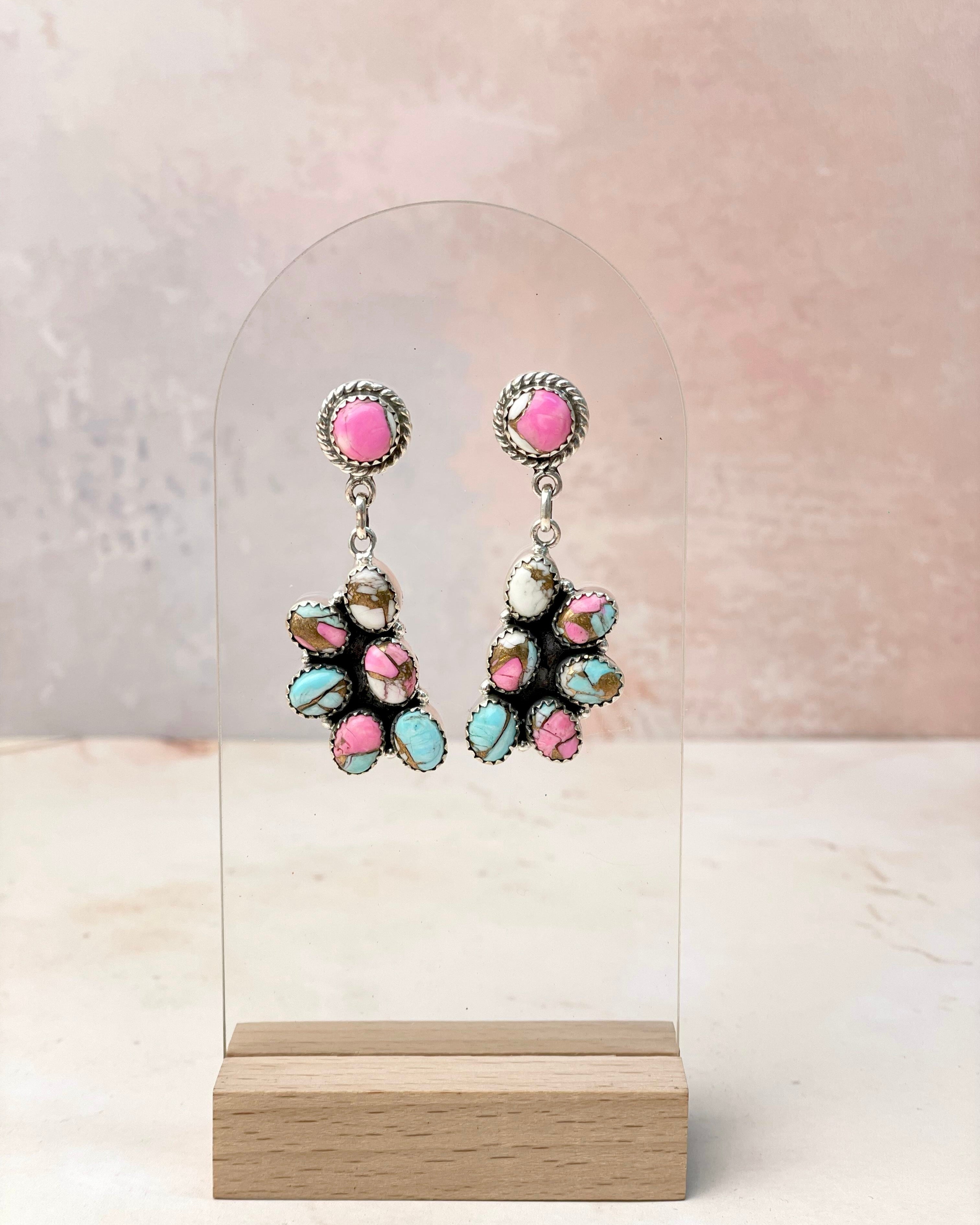 Cotton Candy Half Daisy Earrings-Earrings-Krush Kandy, Women's Online Fashion Boutique Located in Phoenix, Arizona (Scottsdale Area)