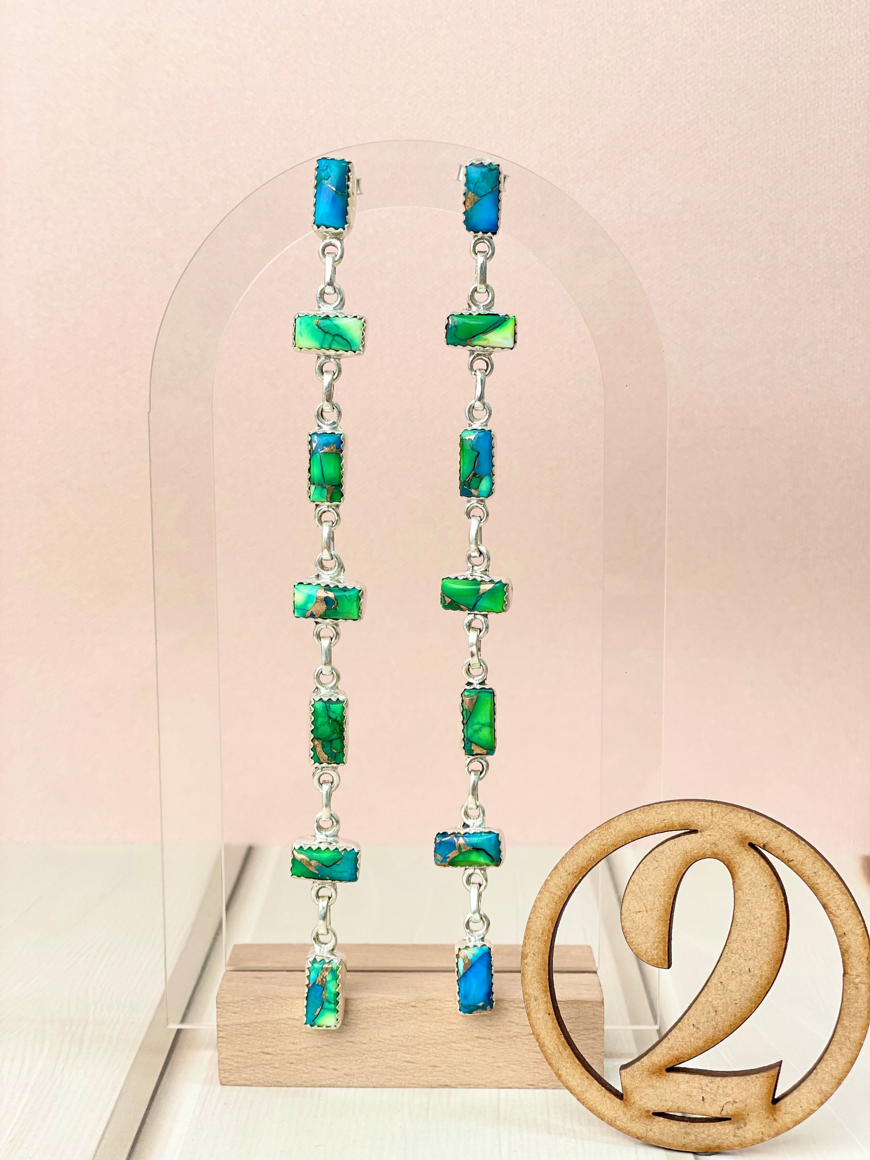 Dancing Bar Peacock Dahlia Earrings-Earrings-Krush Kandy, Women's Online Fashion Boutique Located in Phoenix, Arizona (Scottsdale Area)